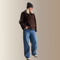CALIEN MARRON - Manteau court fourrure