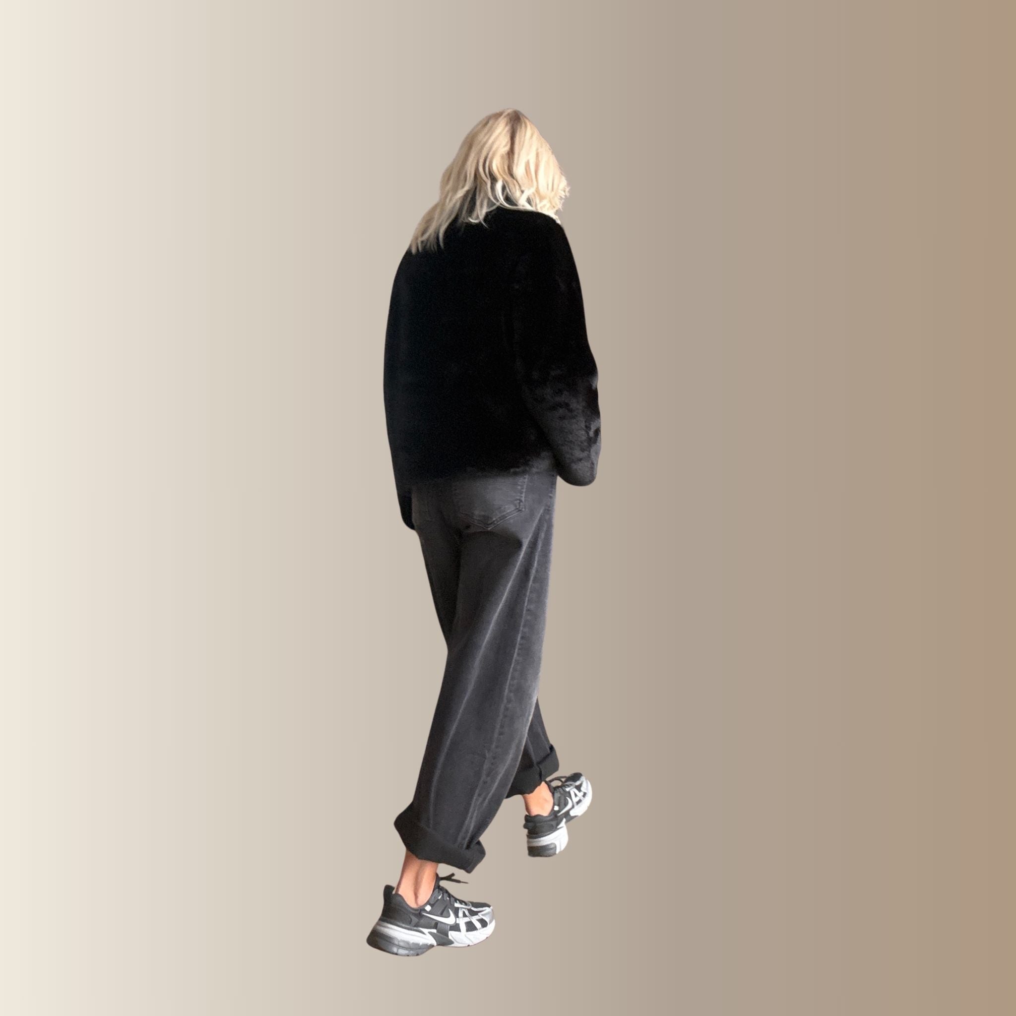 CALIEN NOIR - Manteau court fourrure