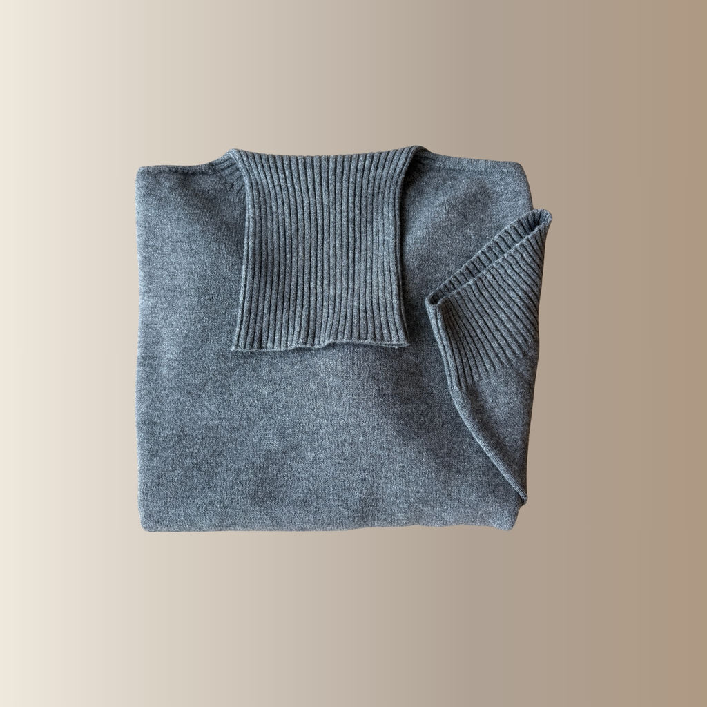 ORVYN GRIS - Pull col roulé oversize