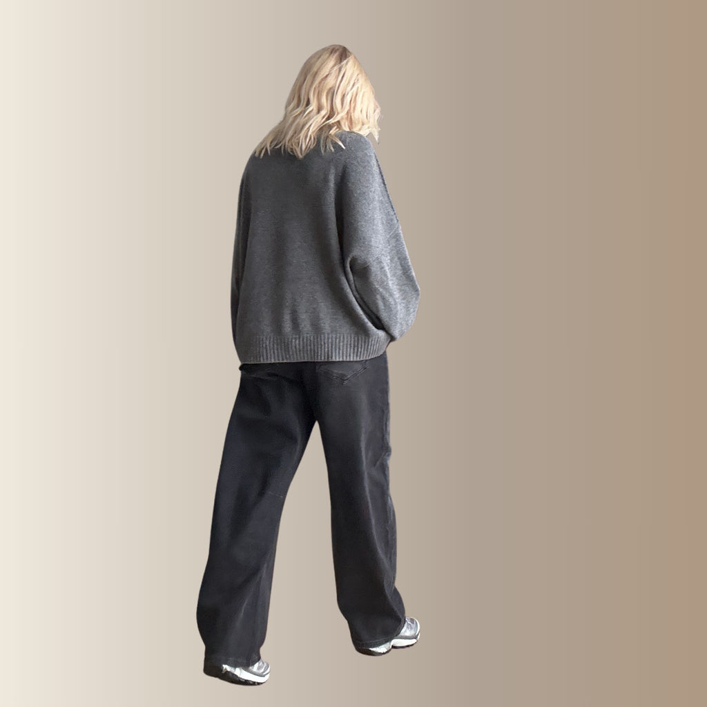 ORVYN GRIS - Pull col roulé oversize
