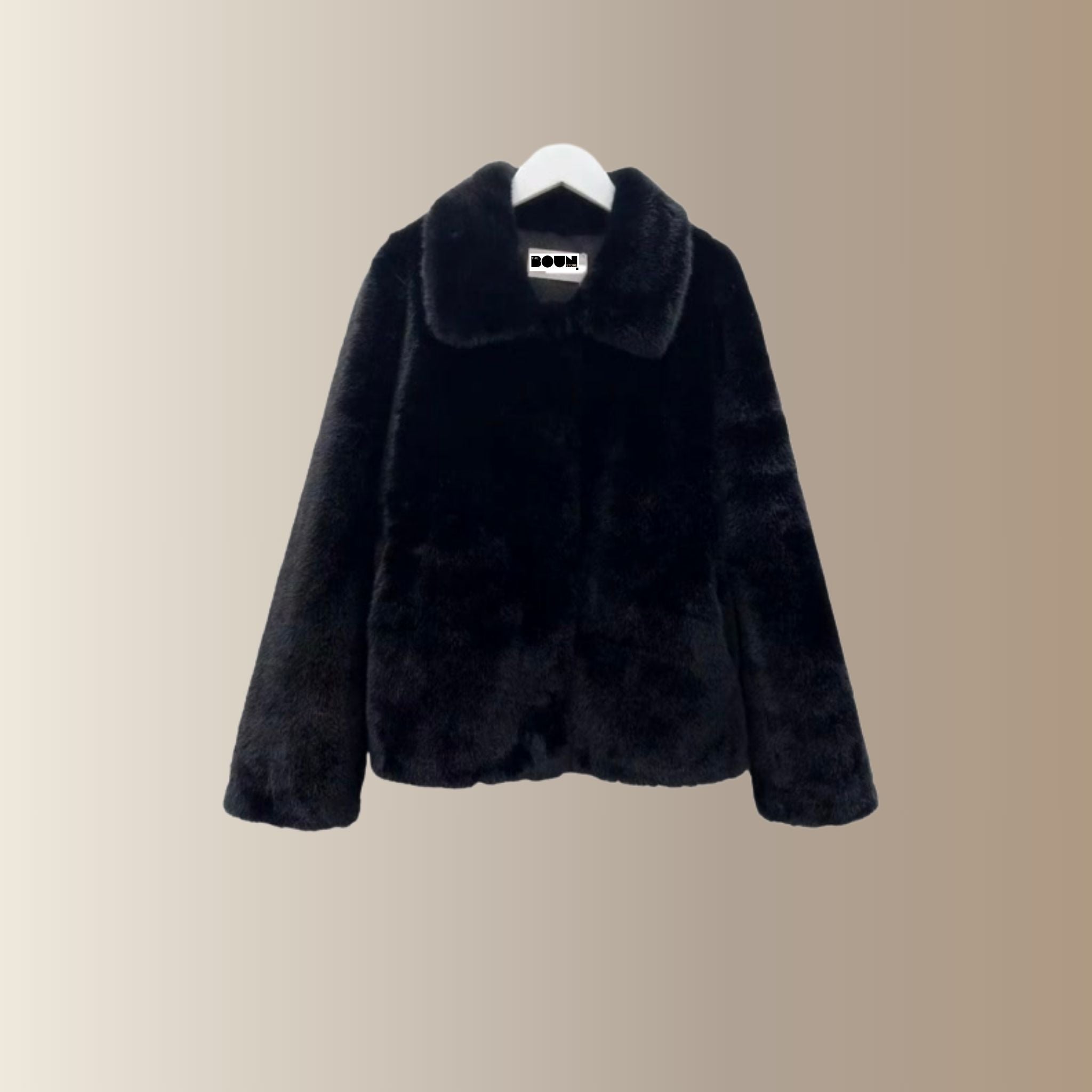 CALIEN NOIR - Manteau court fourrure