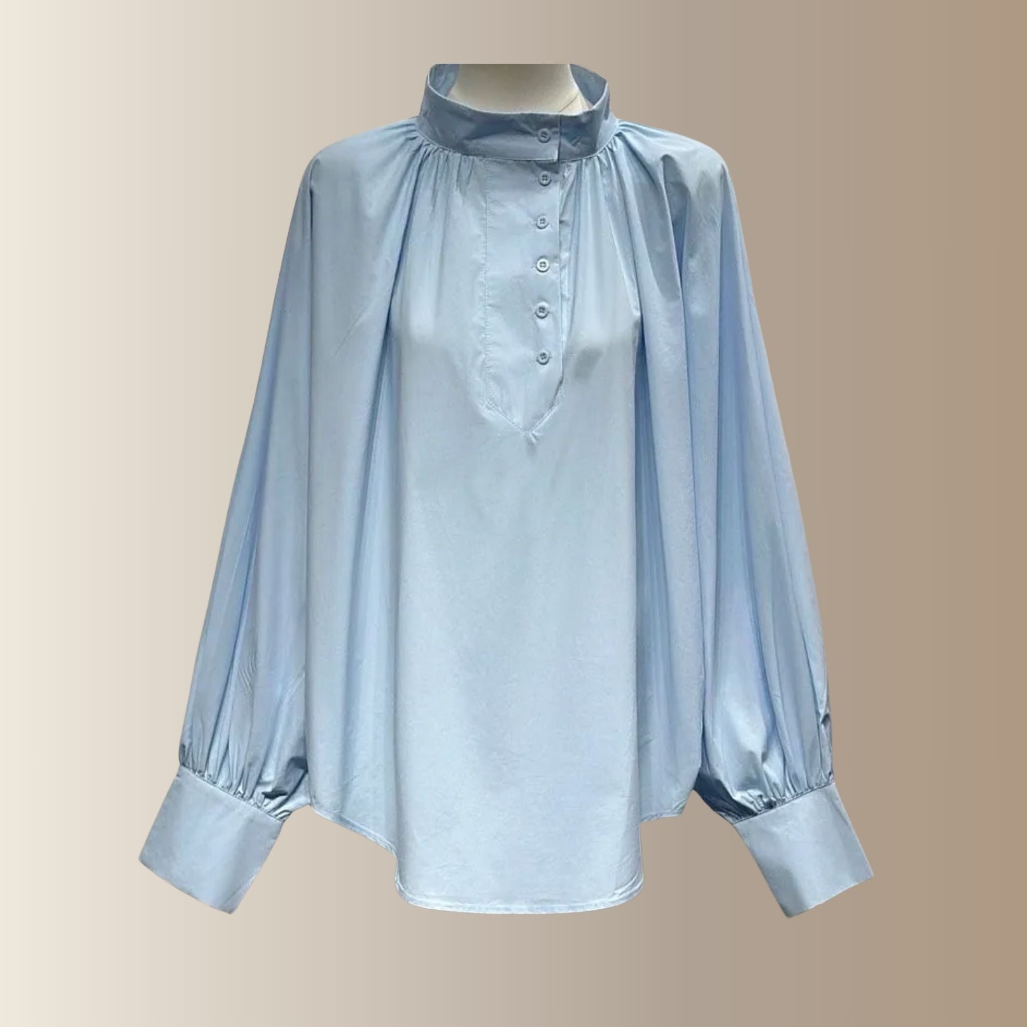 CÉVRINE BLEUE – Blouse oversize col montant