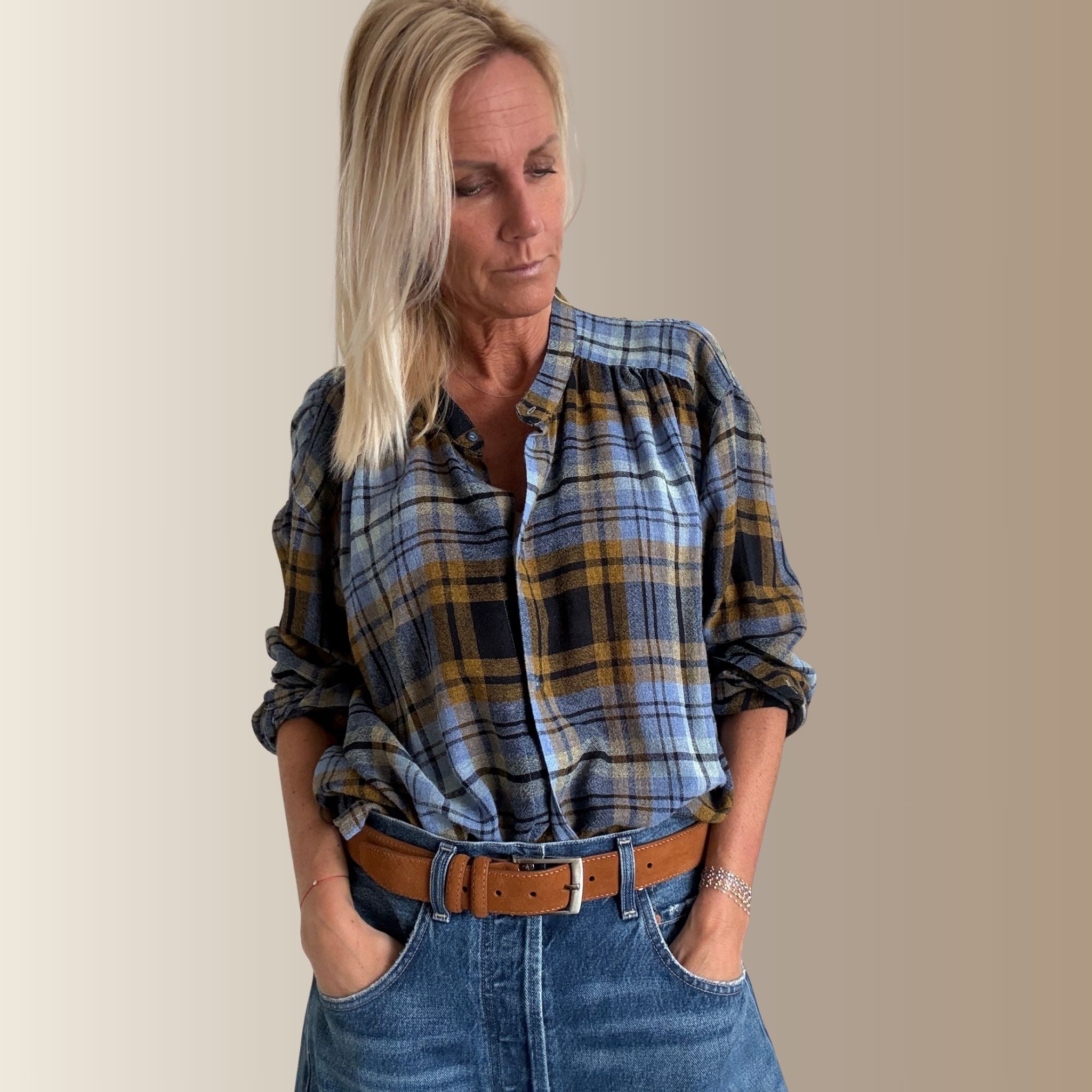 SÉLANIA CAMEL- Ceinture en cuir suédé