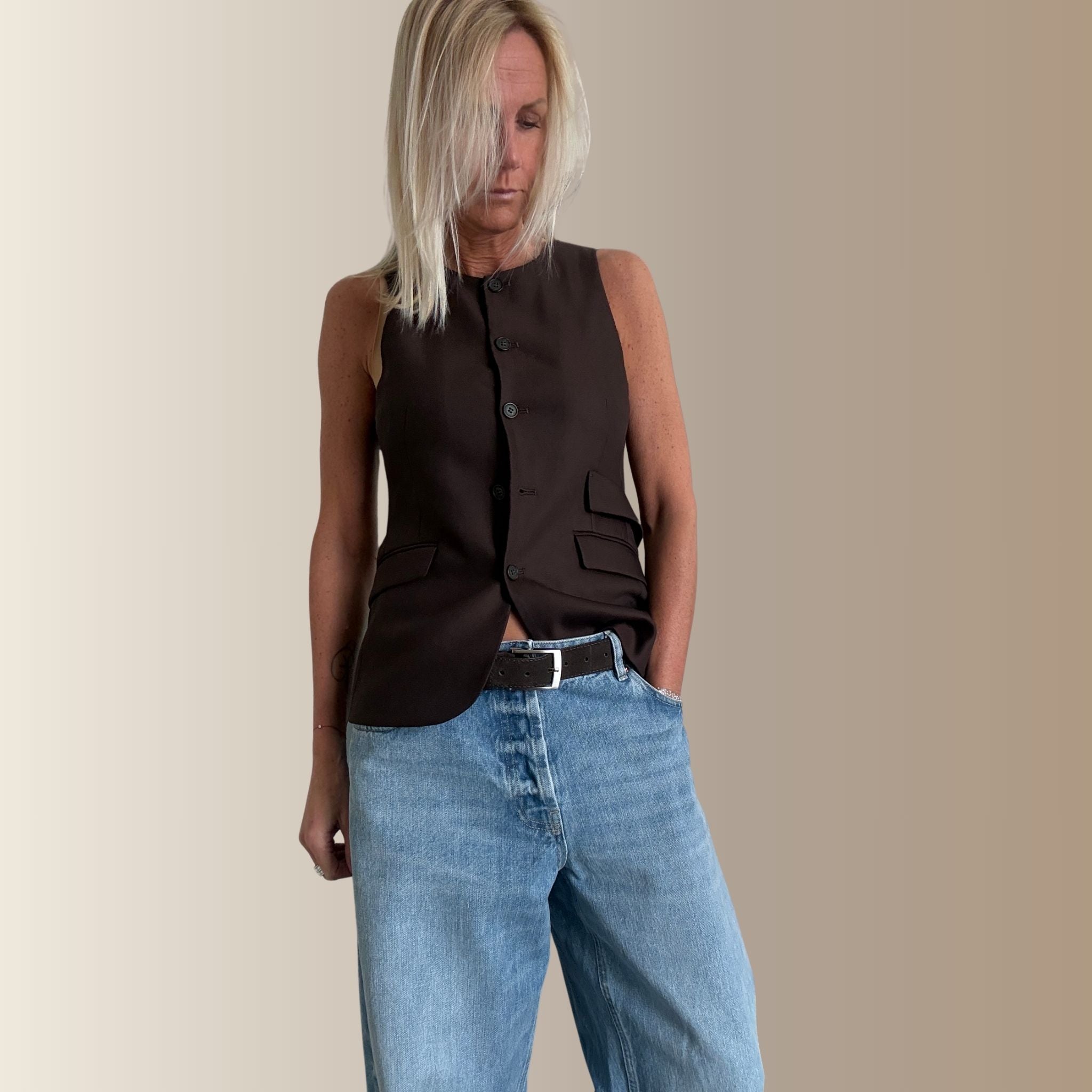 SÉLANIA MARRON - Ceinture en cuir suédé marron