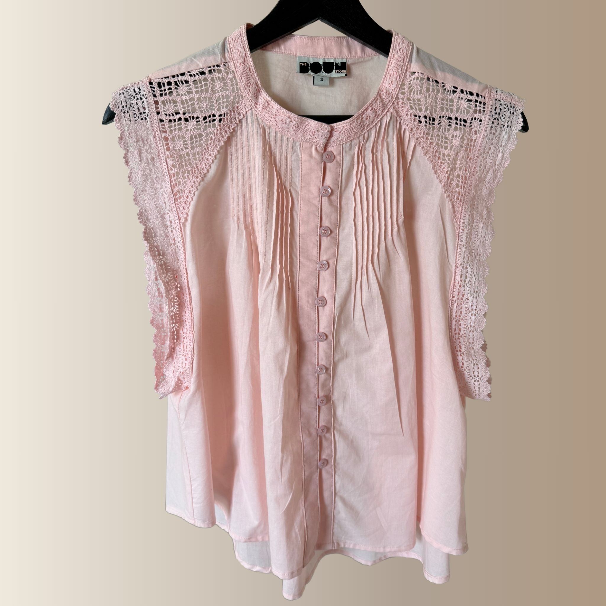 ELOWEN ROSE PÂLE – Chemise sans manches en voile de coton