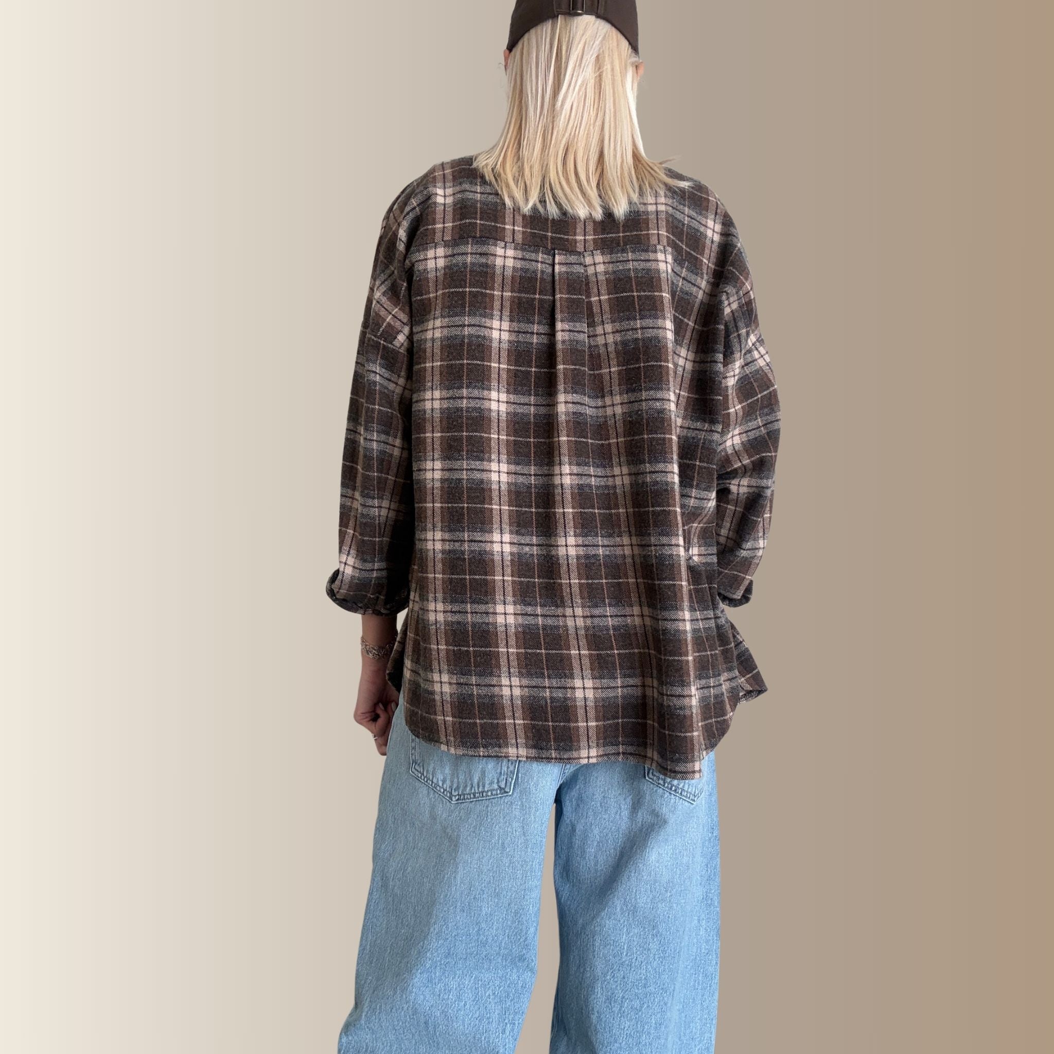 SÉRAYA MARRON - Chemise oversize à carreaux