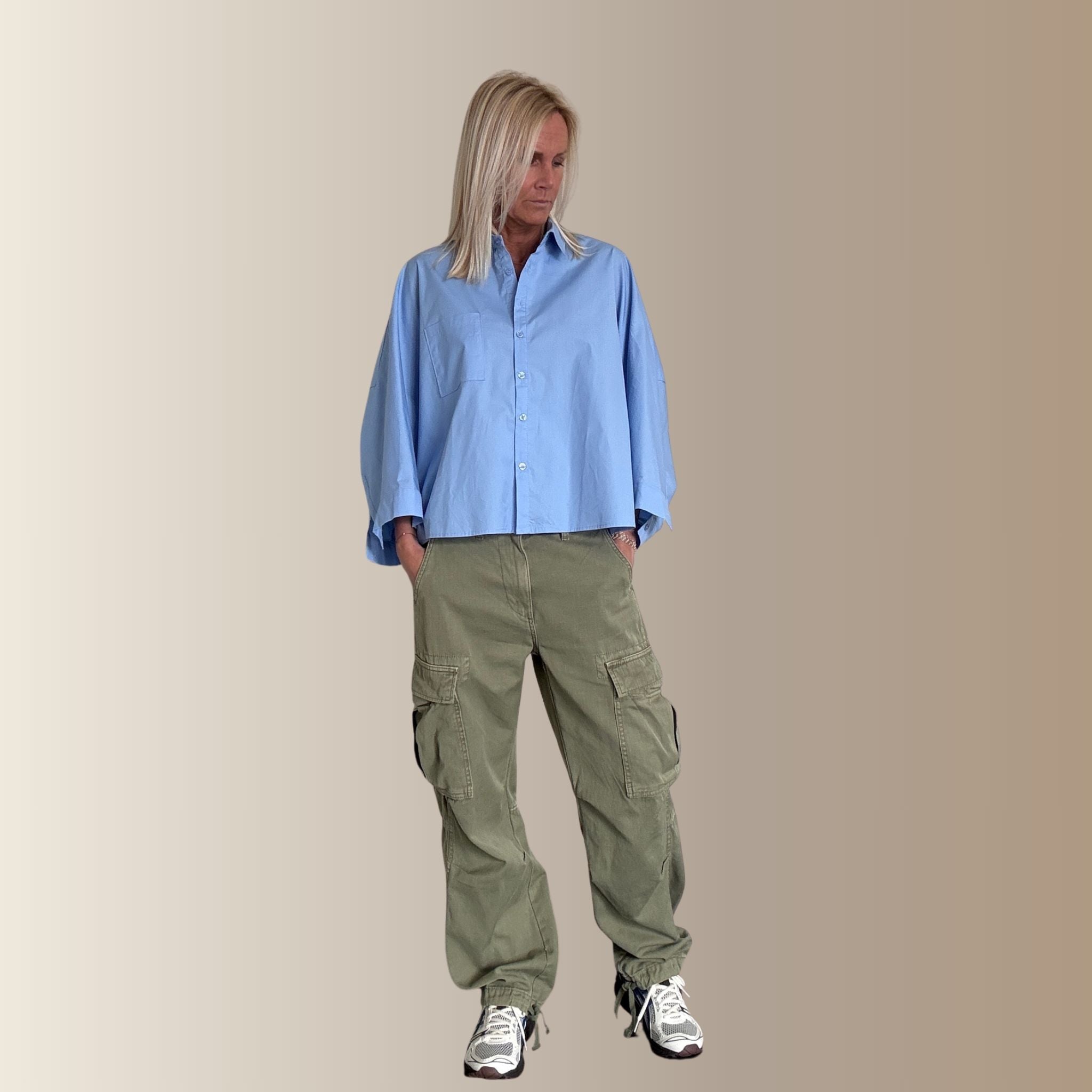 MIA BLEUE – Chemise courte oversize