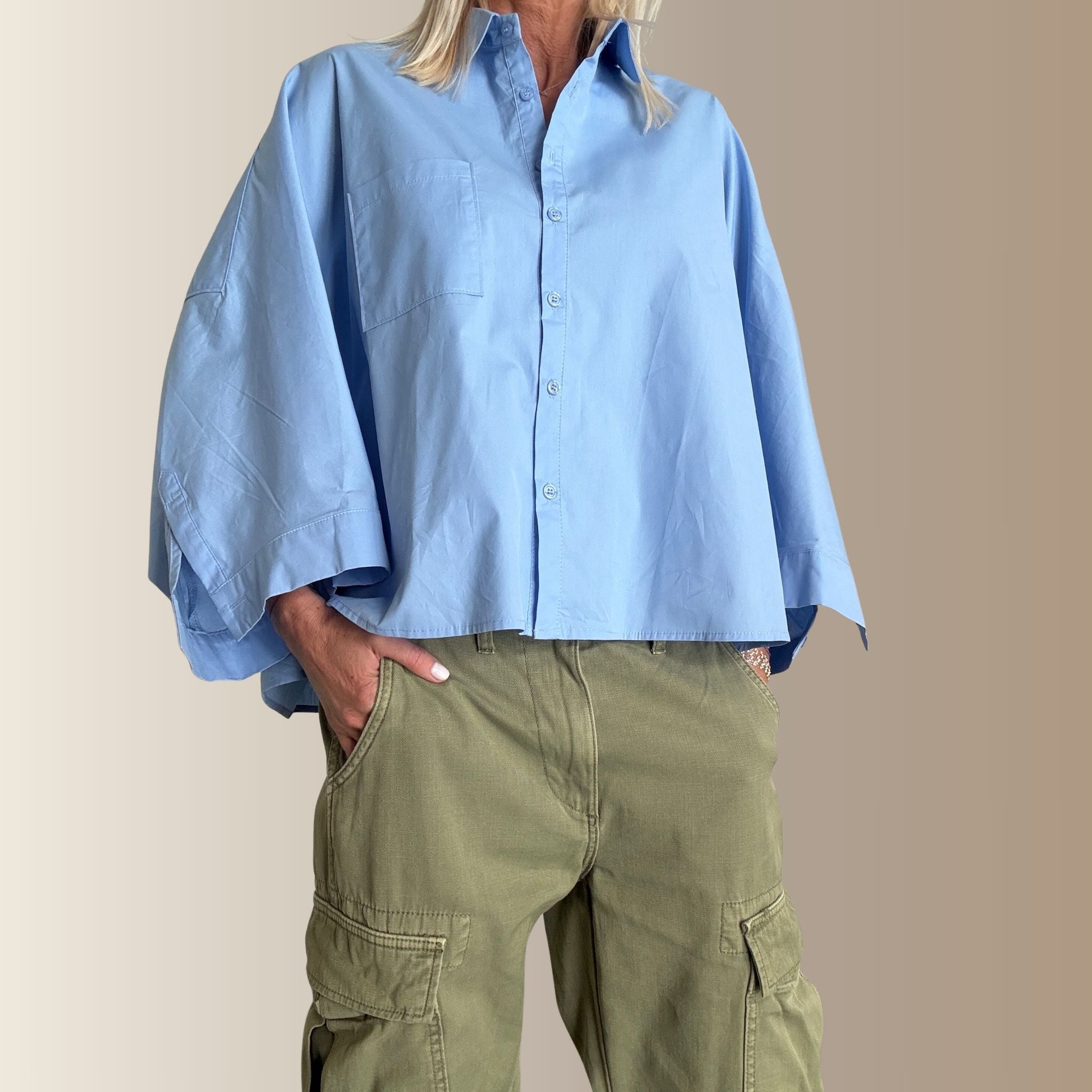 MIA BLEUE – Chemise courte oversize