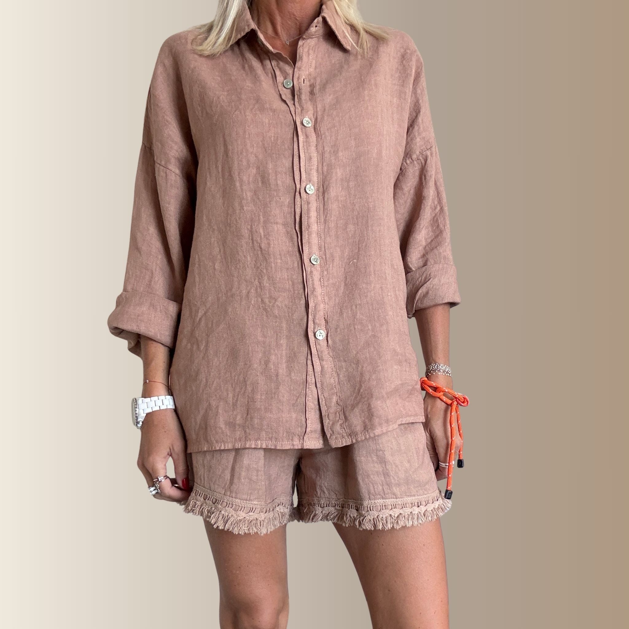 ALMA MARRON CLAIR– Chemise en lin