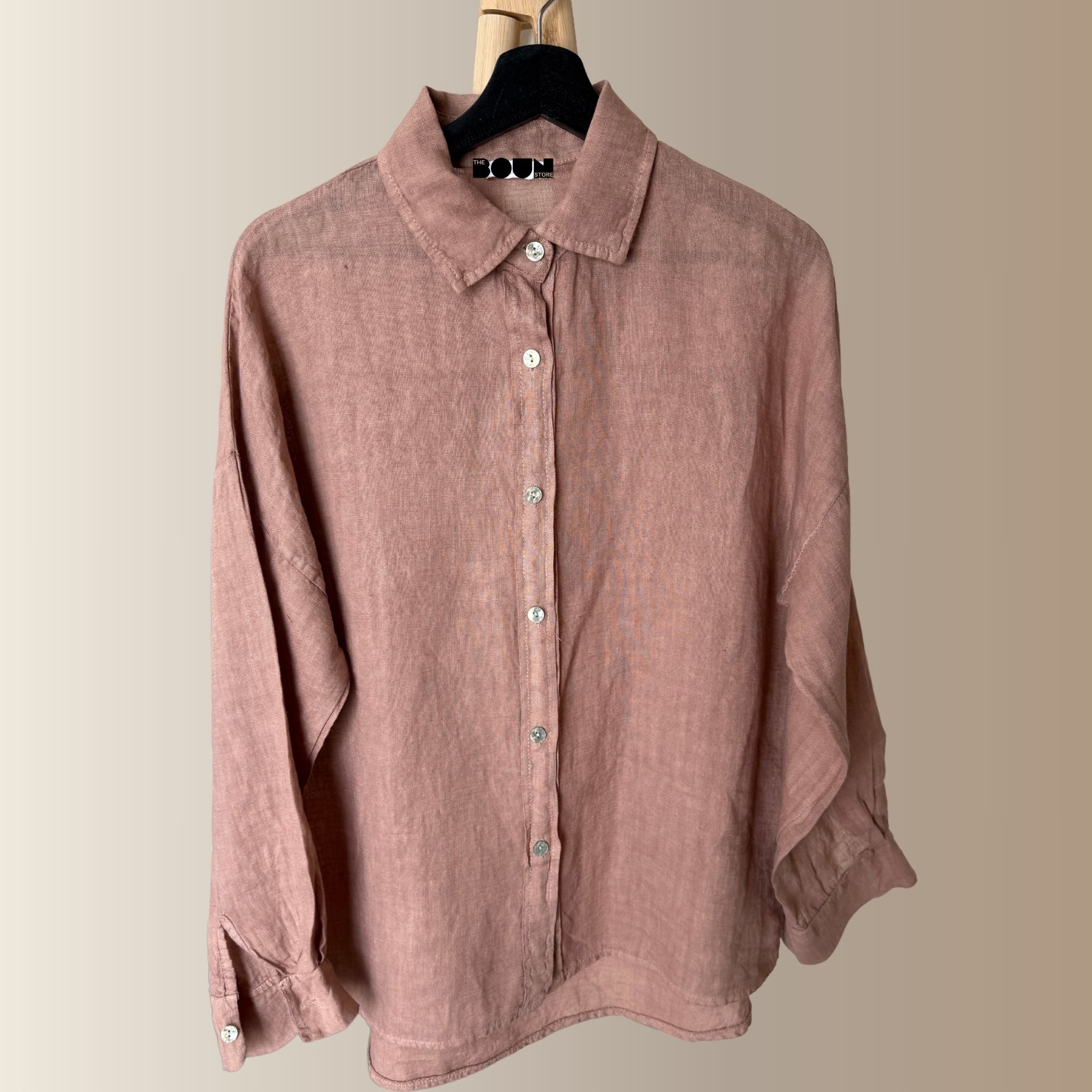 ALMA MARRON CLAIR– Chemise en lin