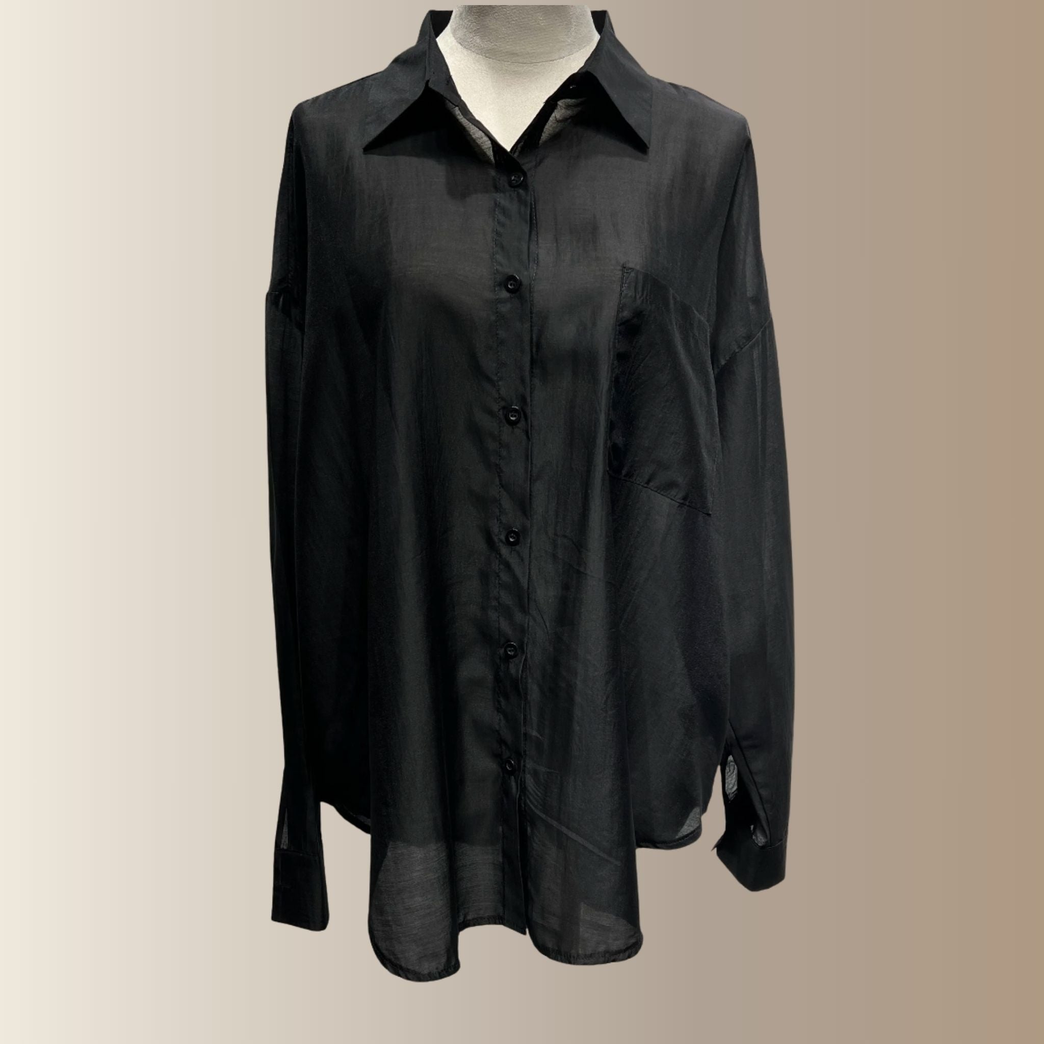 NAURA NOIRE – Chemise en soie oversize