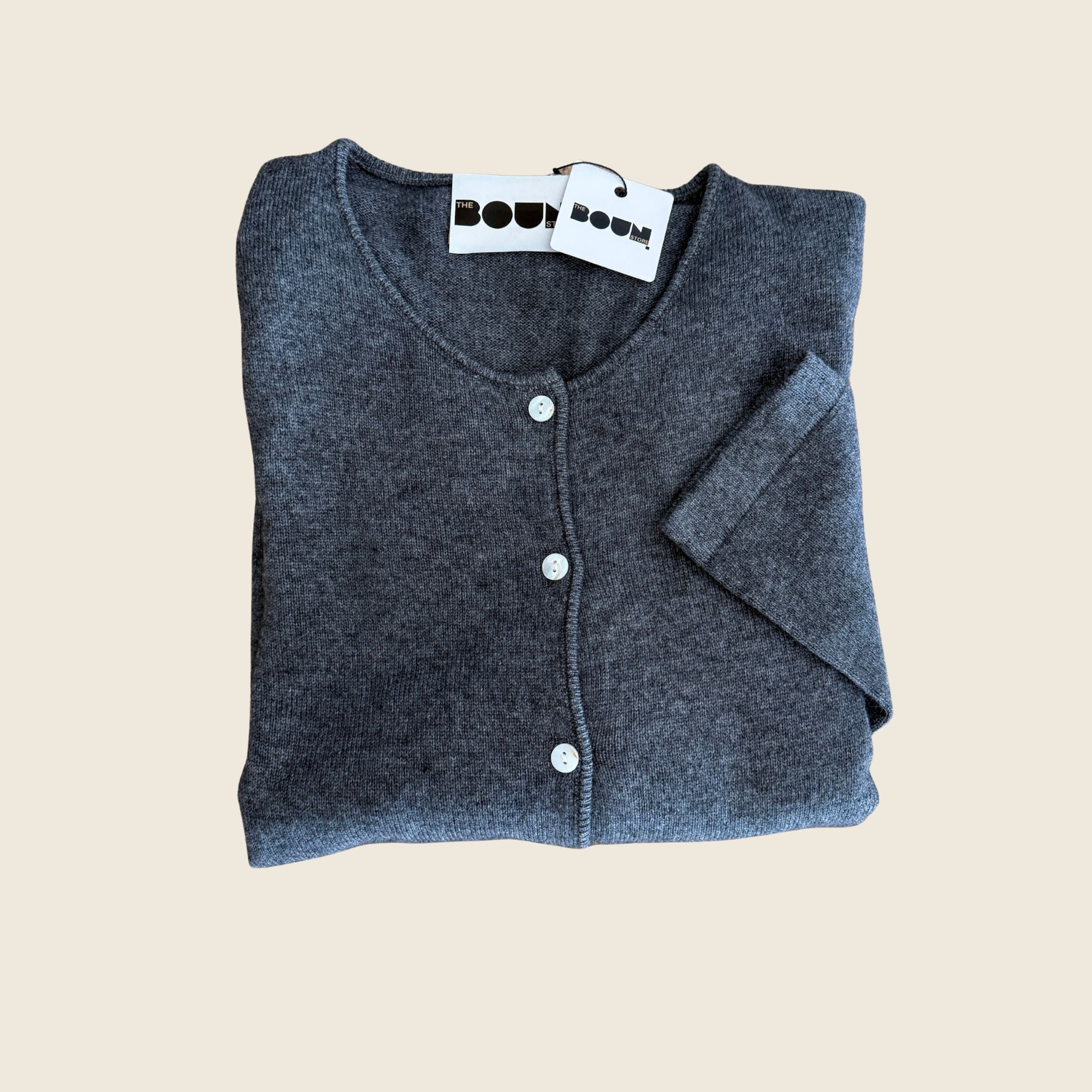 KALEN GRIS- Gilet à col rond boutonné