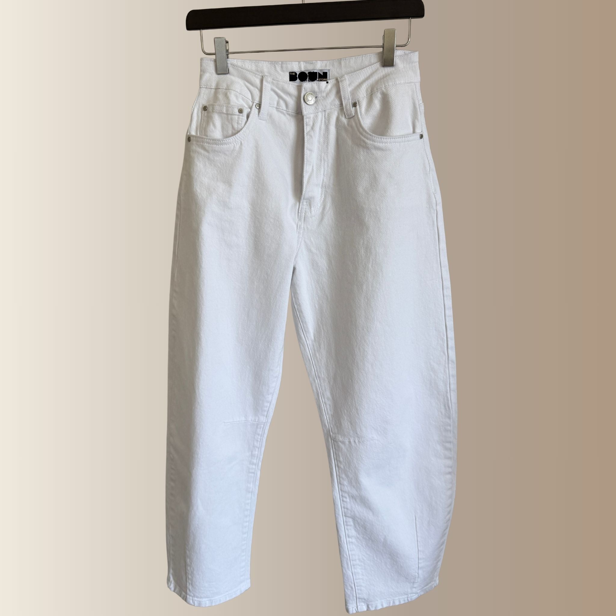 AZIEL BLANC – Jean barrel cropped
