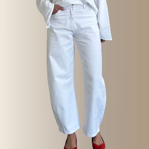 AZIEL BLANC – Jean barrel cropped