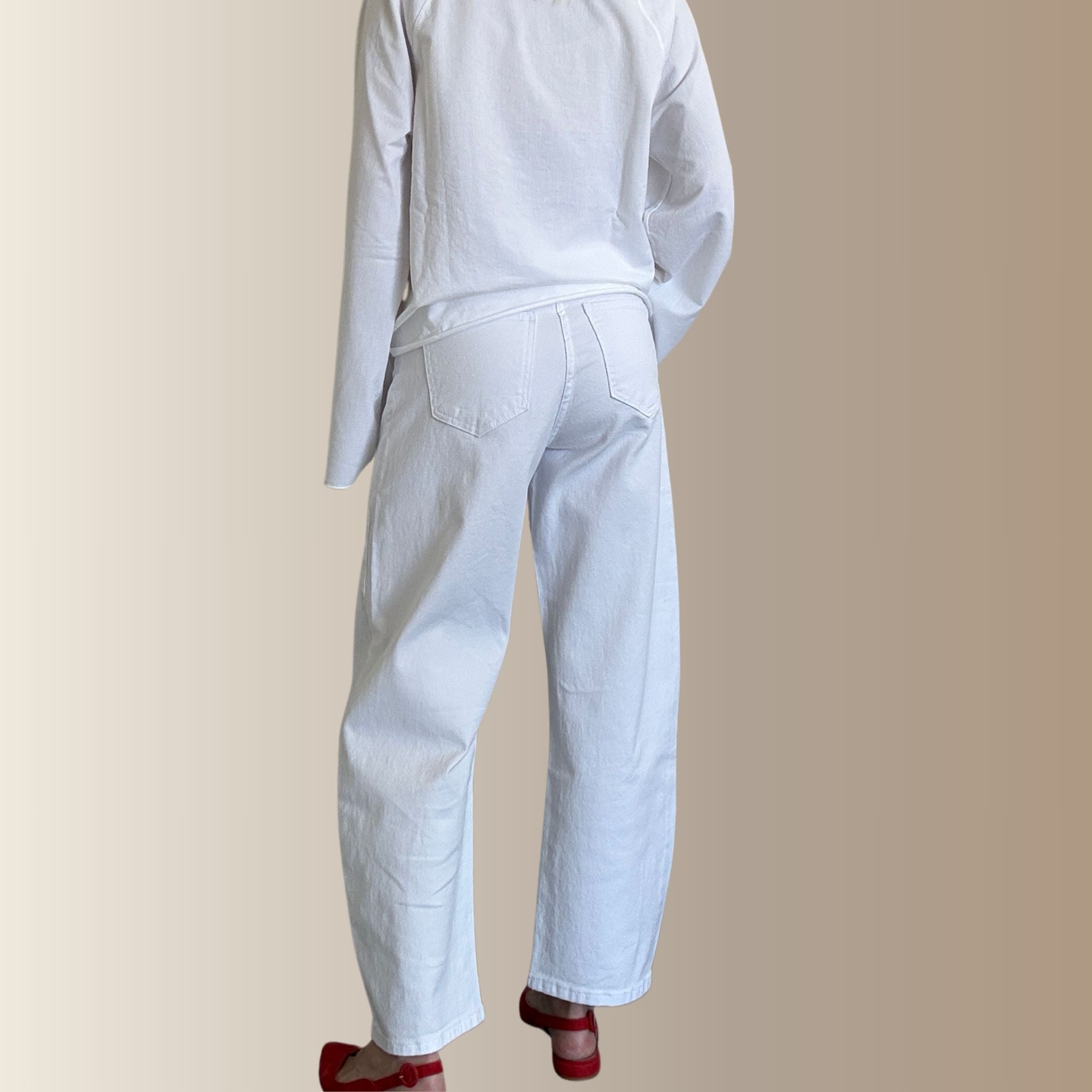 AZIEL BLANC – Jean barrel cropped