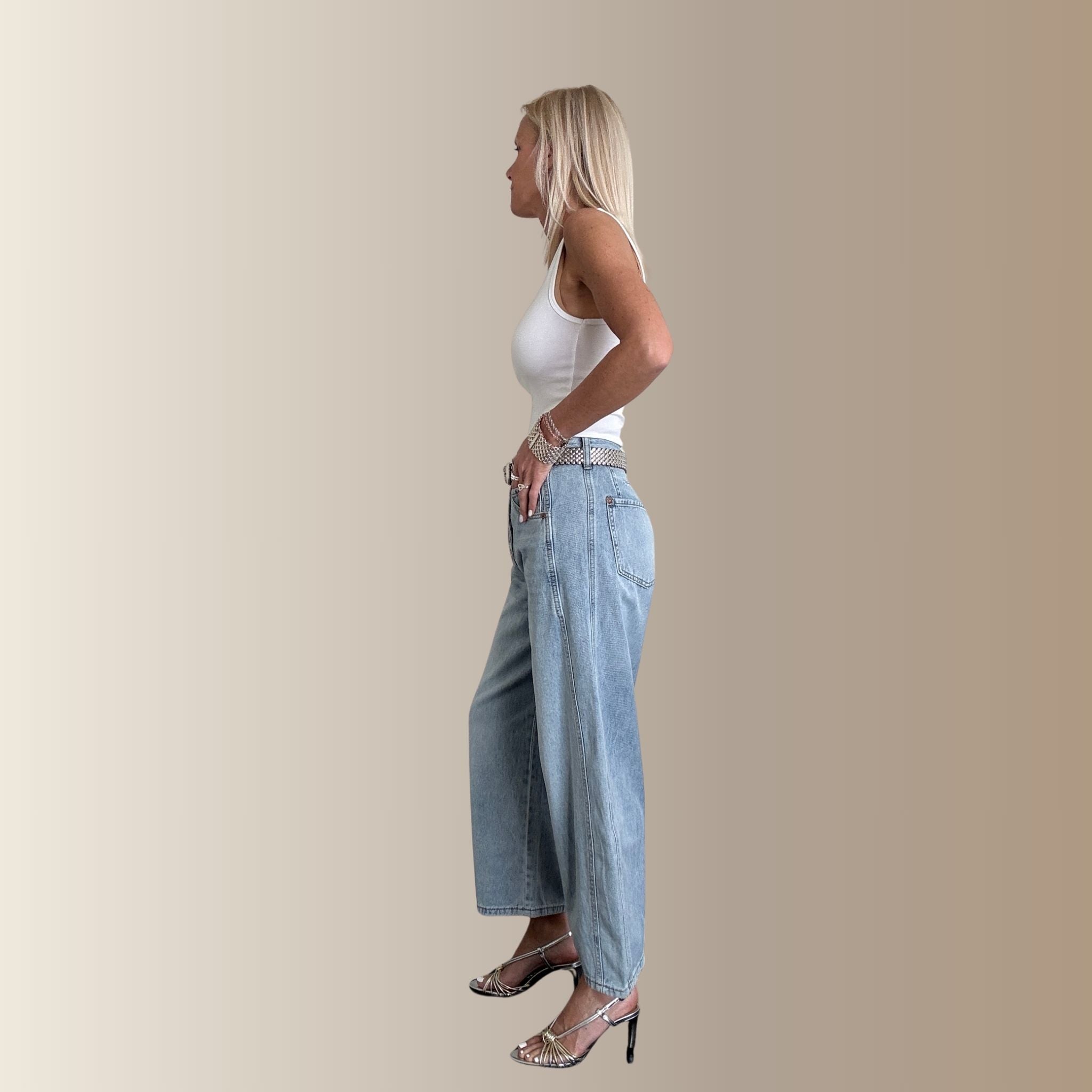 NOEN BLEU CLAIR – Jean barrel cropped