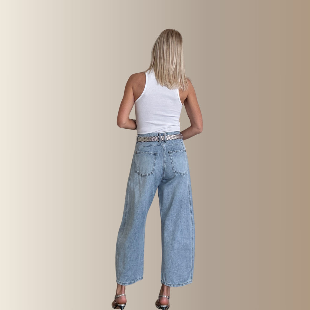NOEN BLEU CLAIR – Jean barrel cropped