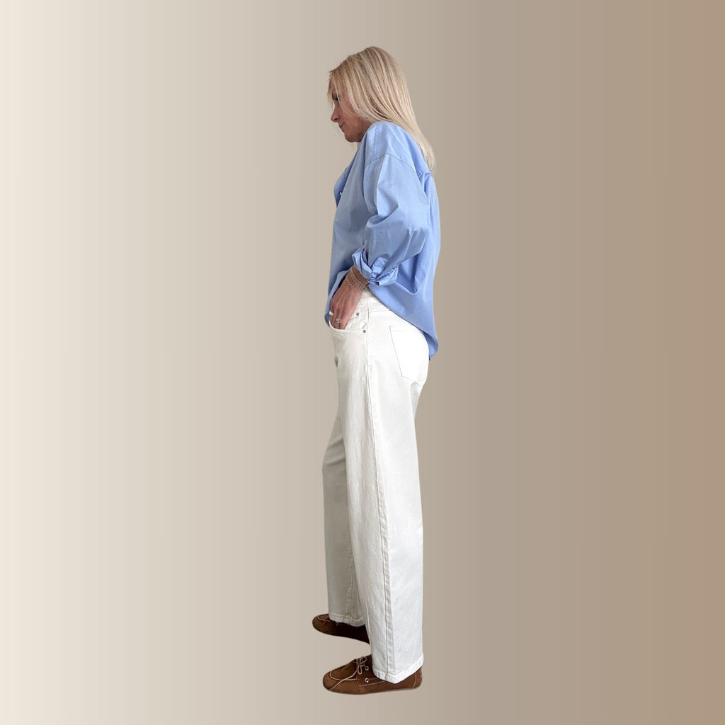 AZIEL ÉCRU – Jean barrel cropped