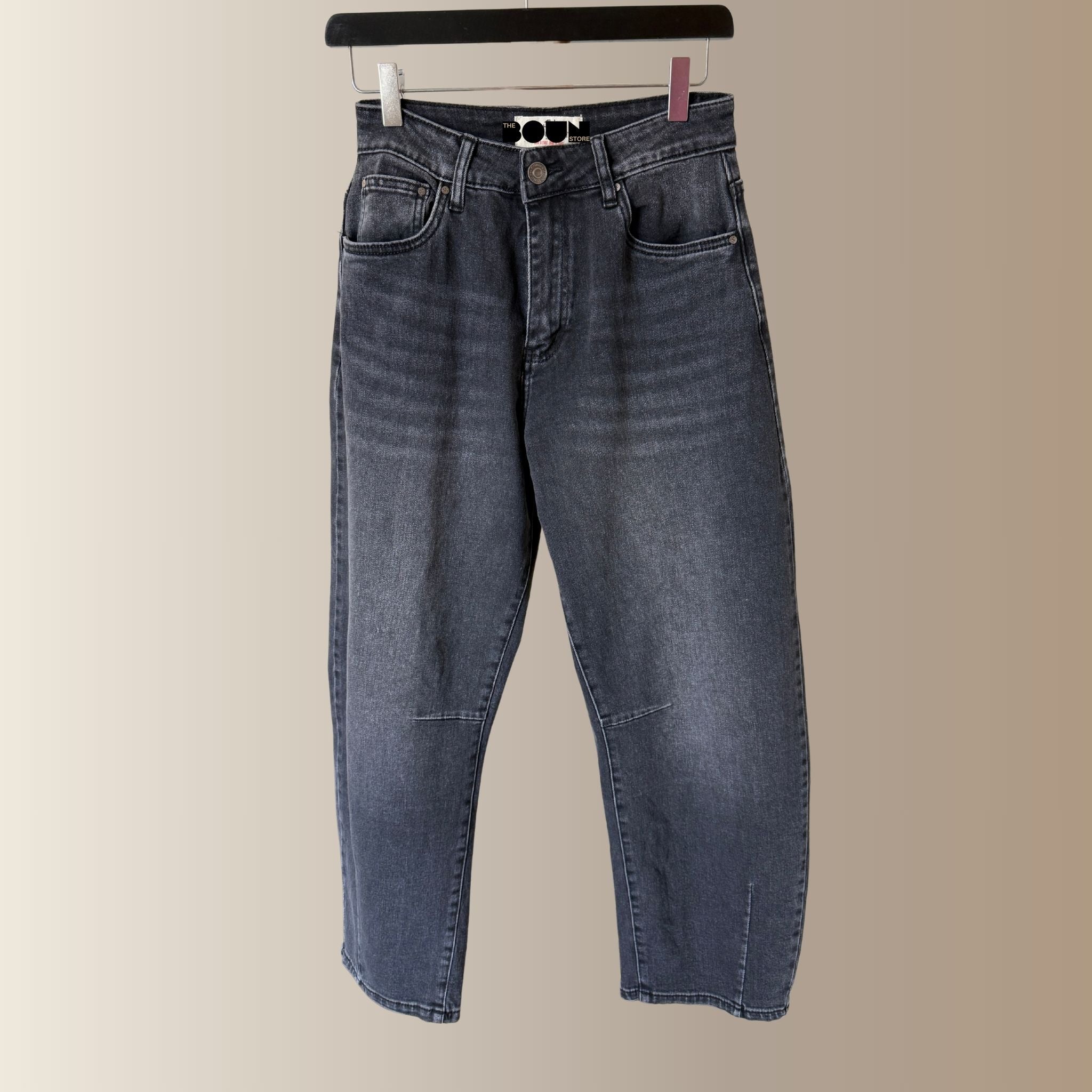 AZIEL GRIS – Jean barrel cropped