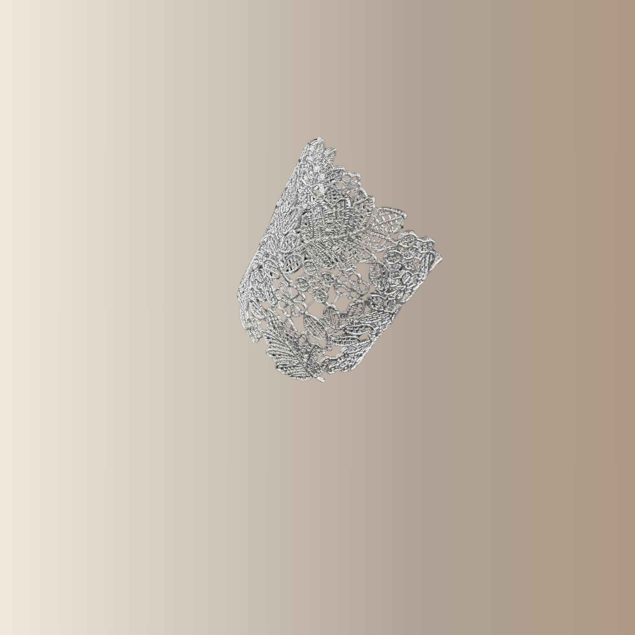 AMÉLUNE - Manchette argentée effet dentelle