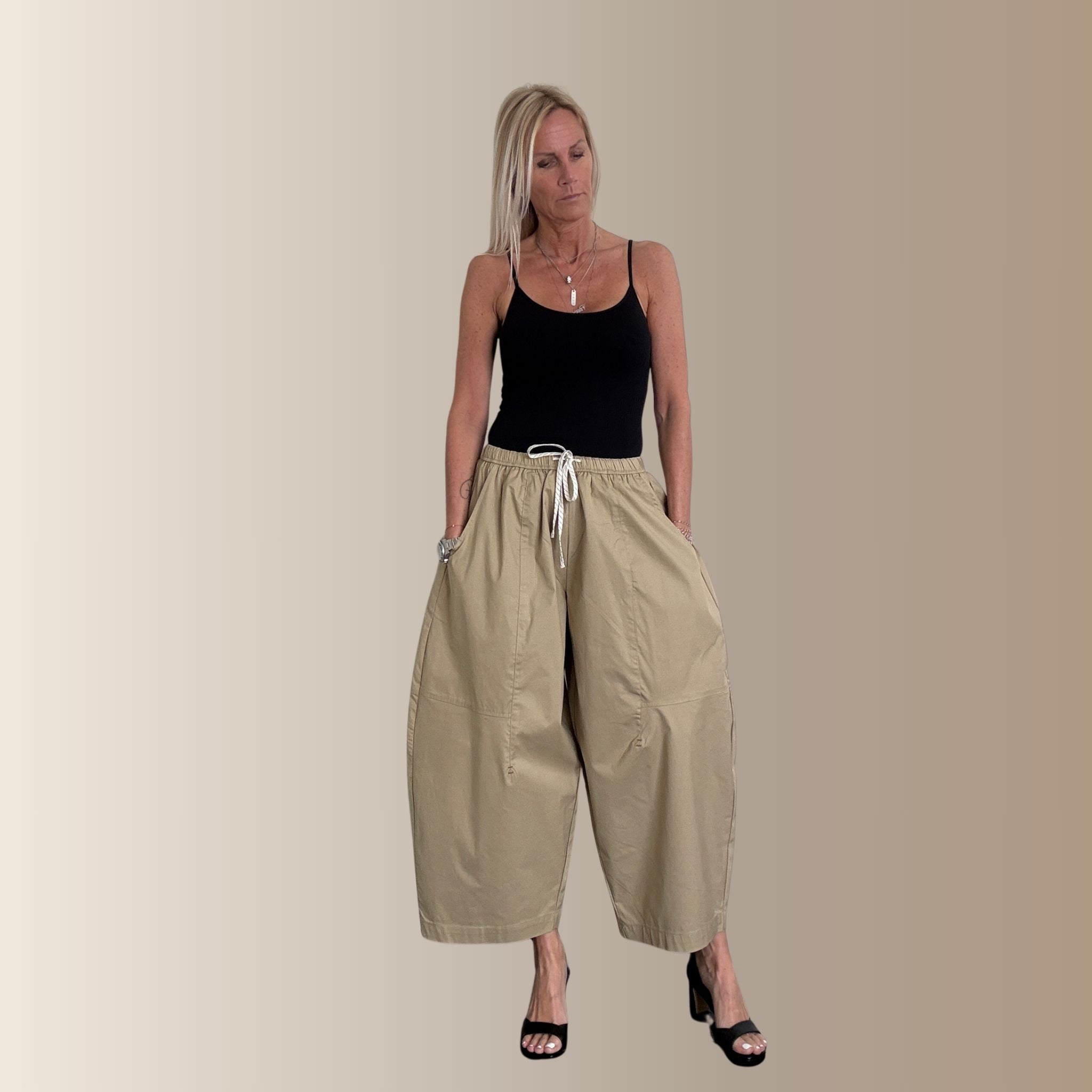 GUSTAVE BEIGE – Pantalon barrel oversize
