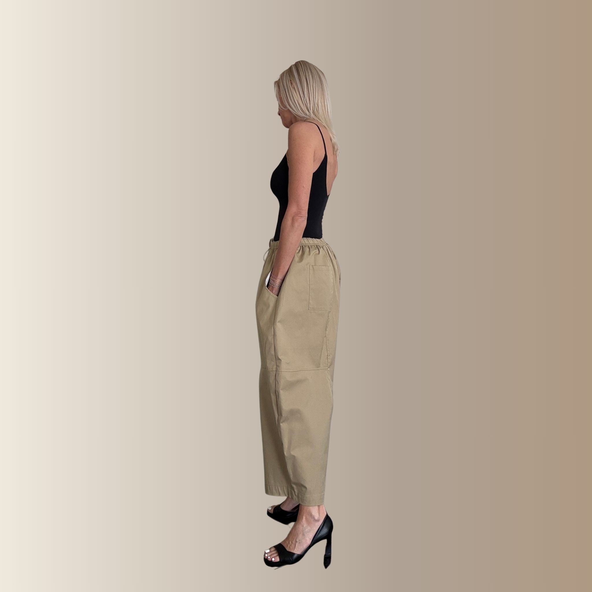 GUSTAVE BEIGE – Pantalon barrel oversize
