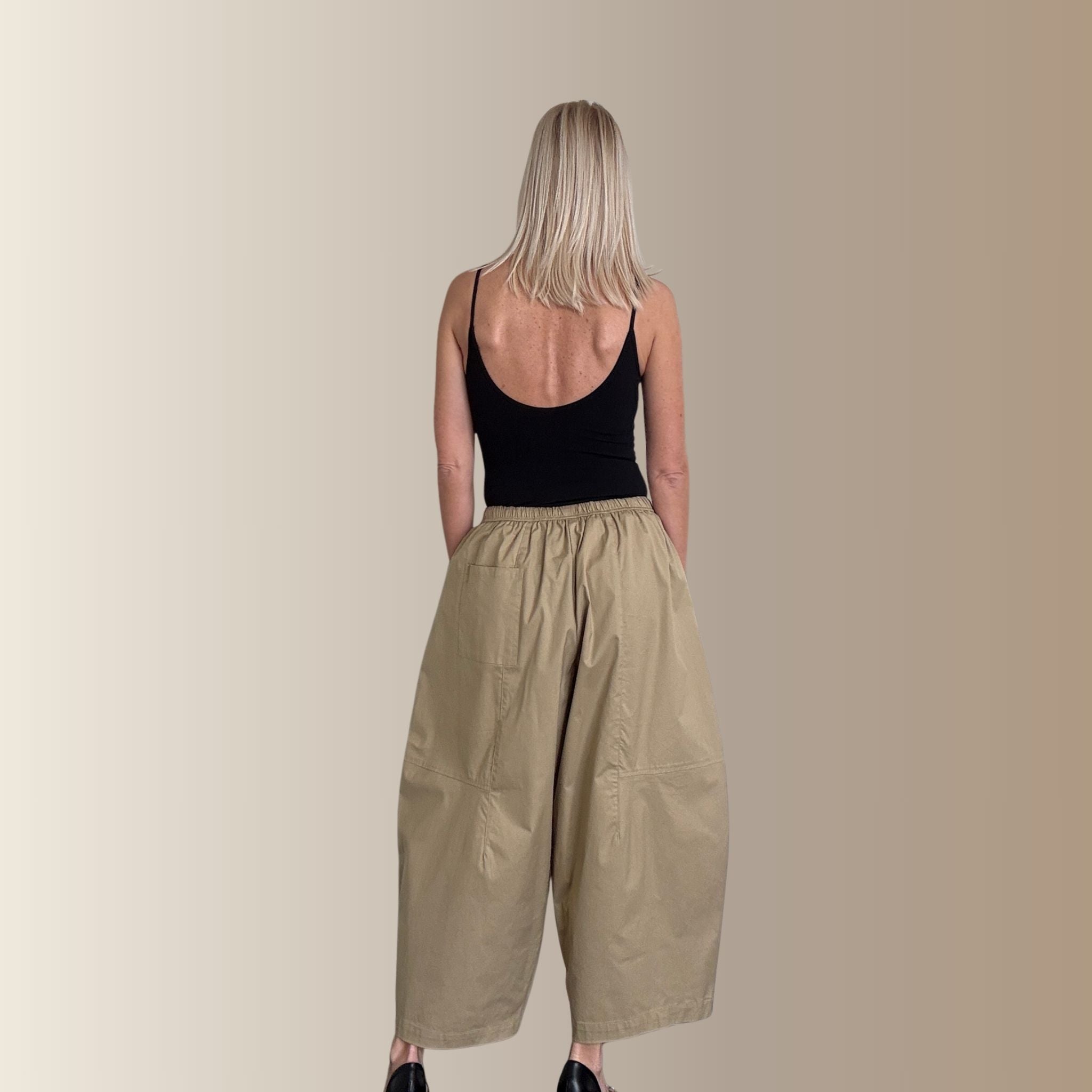 GUSTAVE BEIGE – Pantalon barrel oversize
