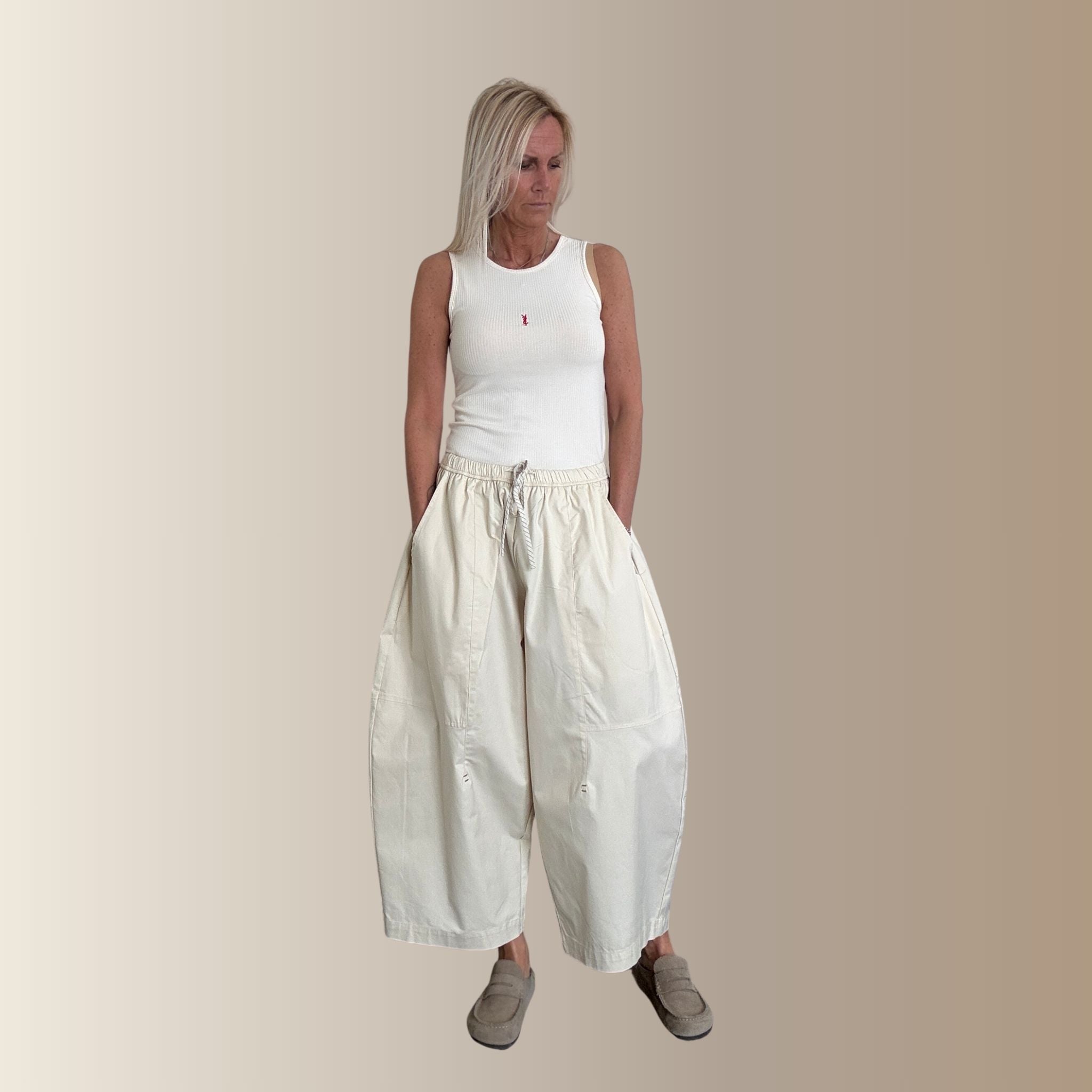 GUSTAVE ÉCRU – Pantalon barrel oversize