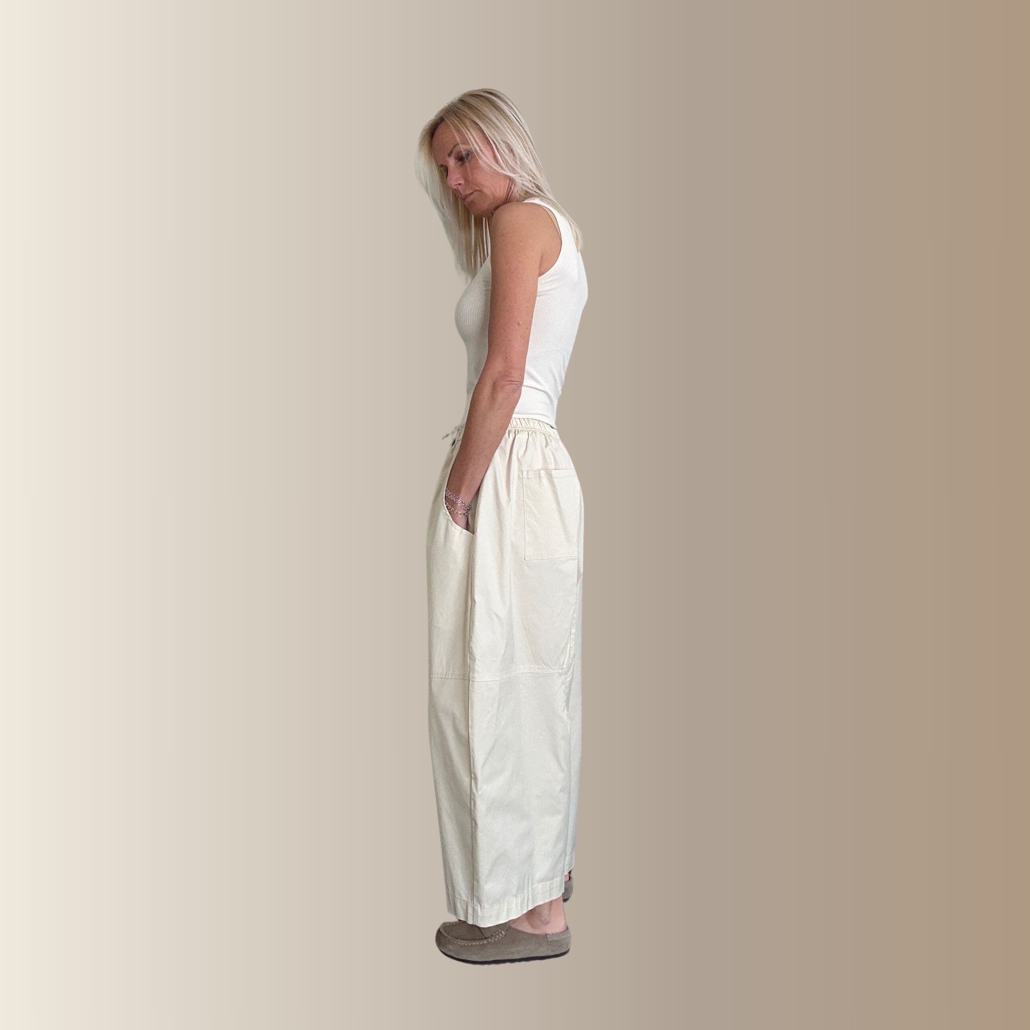 GUSTAVE ÉCRU – Pantalon barrel oversize