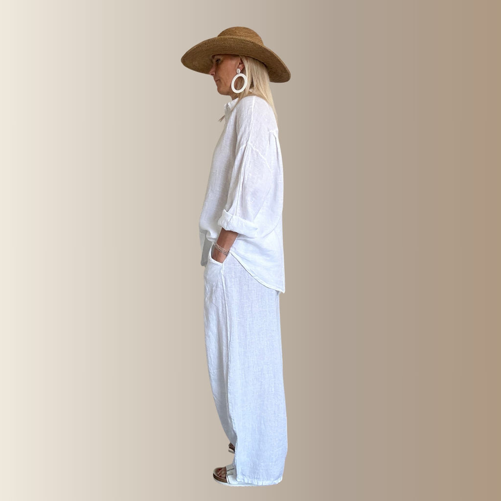 PABLO BLANC – Pantalon barrel oversize en lin