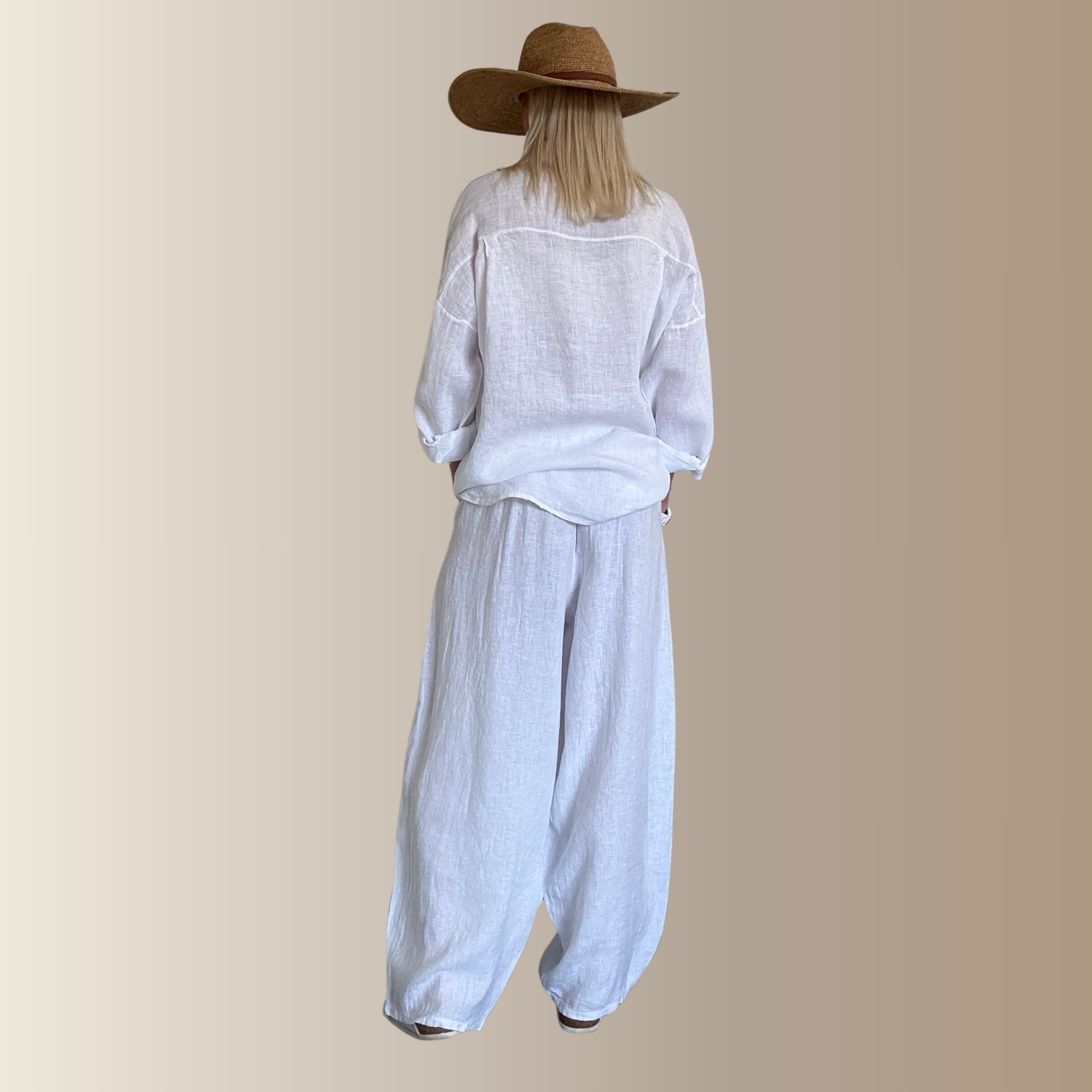 PABLO BLANC – Pantalon barrel oversize en lin