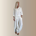 PABLO ÉCRU – Pantalon barrel oversize en lin