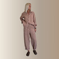 PAOLO MARRON CLAIR – Pantalon barrel en lin