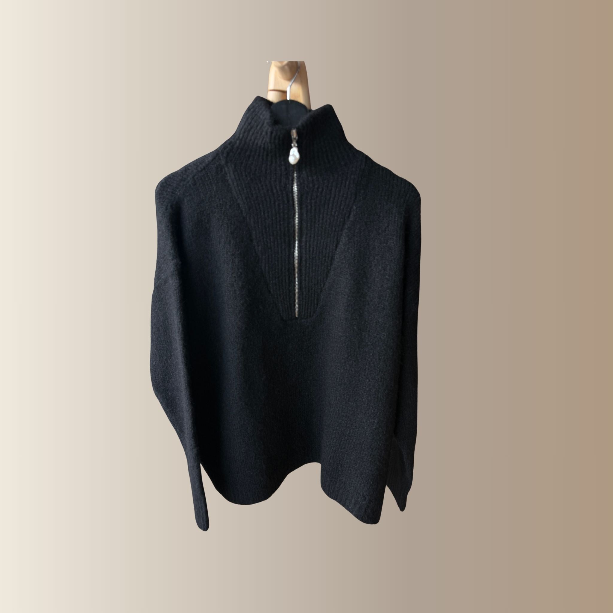 DARYEN NOIR - Pull col camionneur zippé