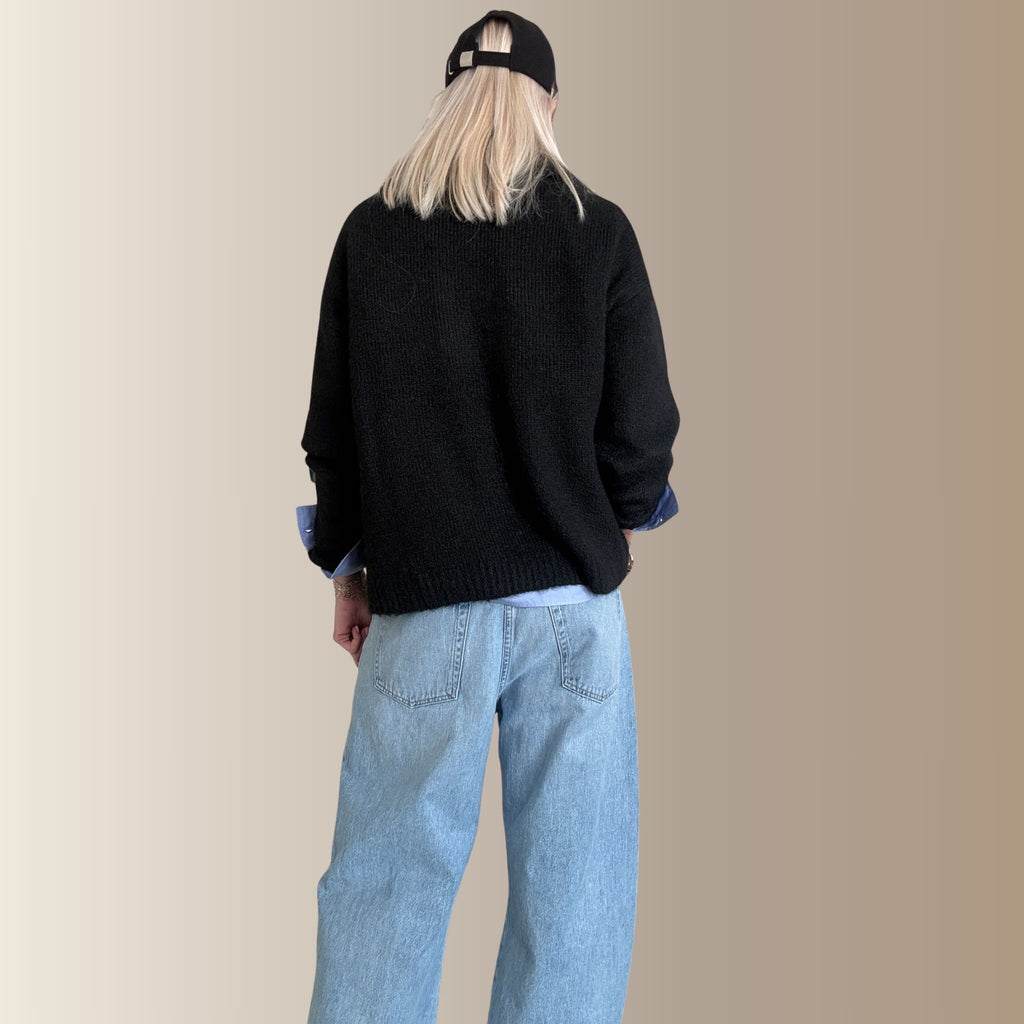 DARYEN NOIR - Pull col camionneur zippé