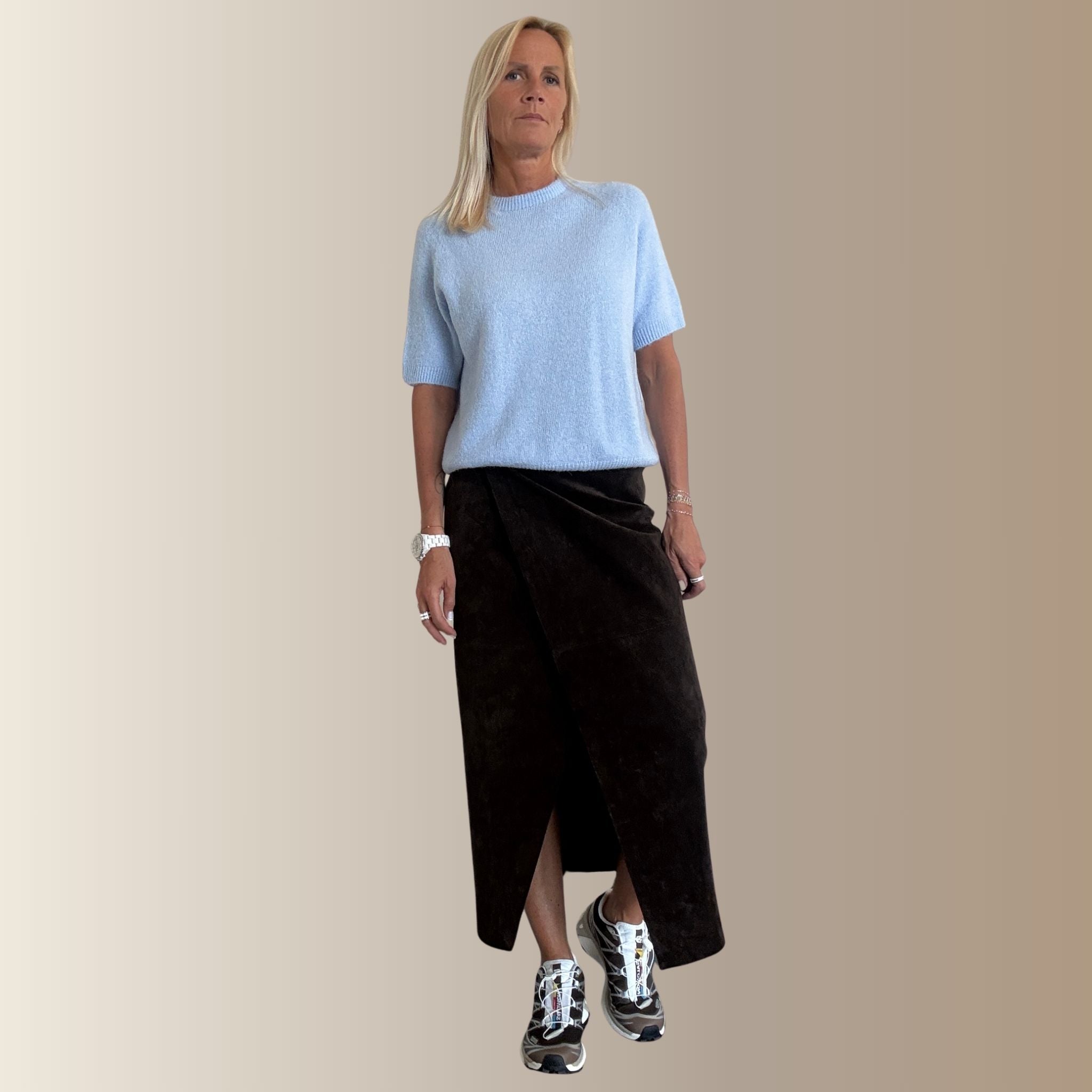 VALENTIN BLEU CIEL– Pull manches courtes en baby alpaga