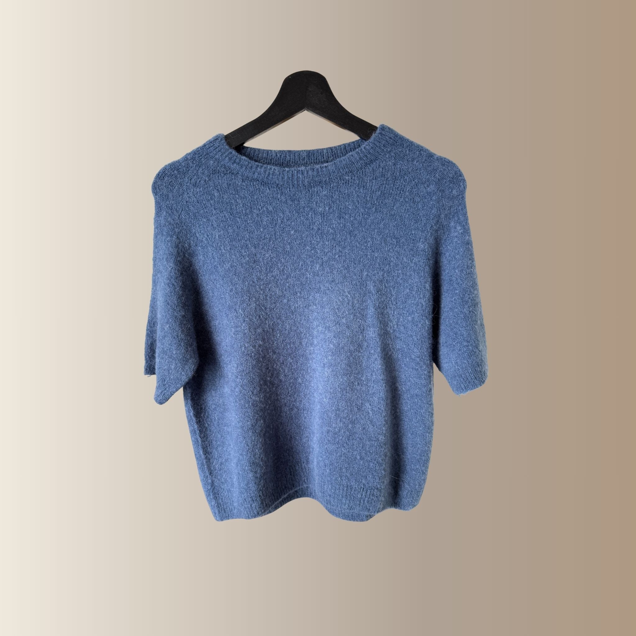 VALENTIN BLEU JEAN – Pull manches courtes en baby alpaga