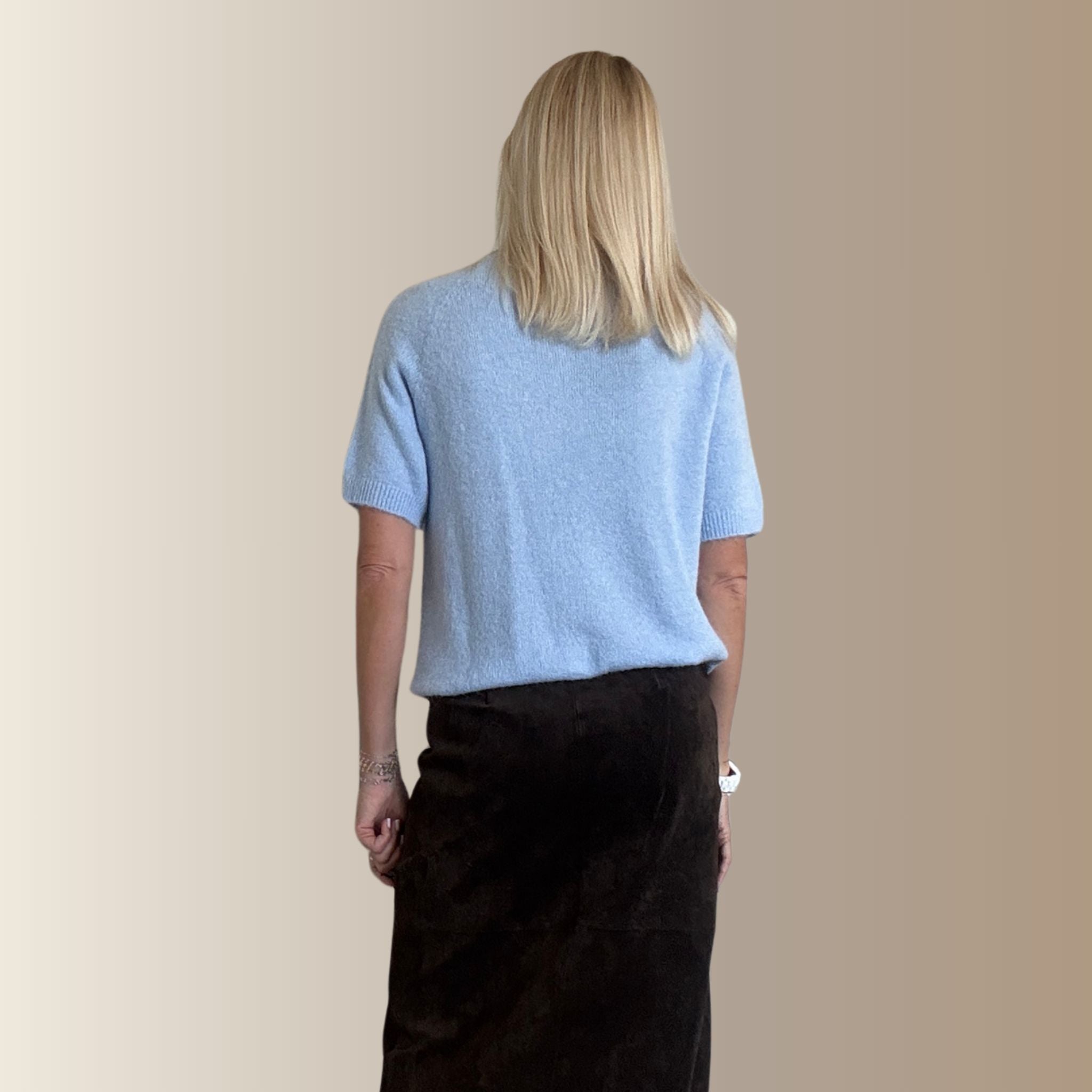 VALENTIN BLEU CIEL– Pull manches courtes en baby alpaga