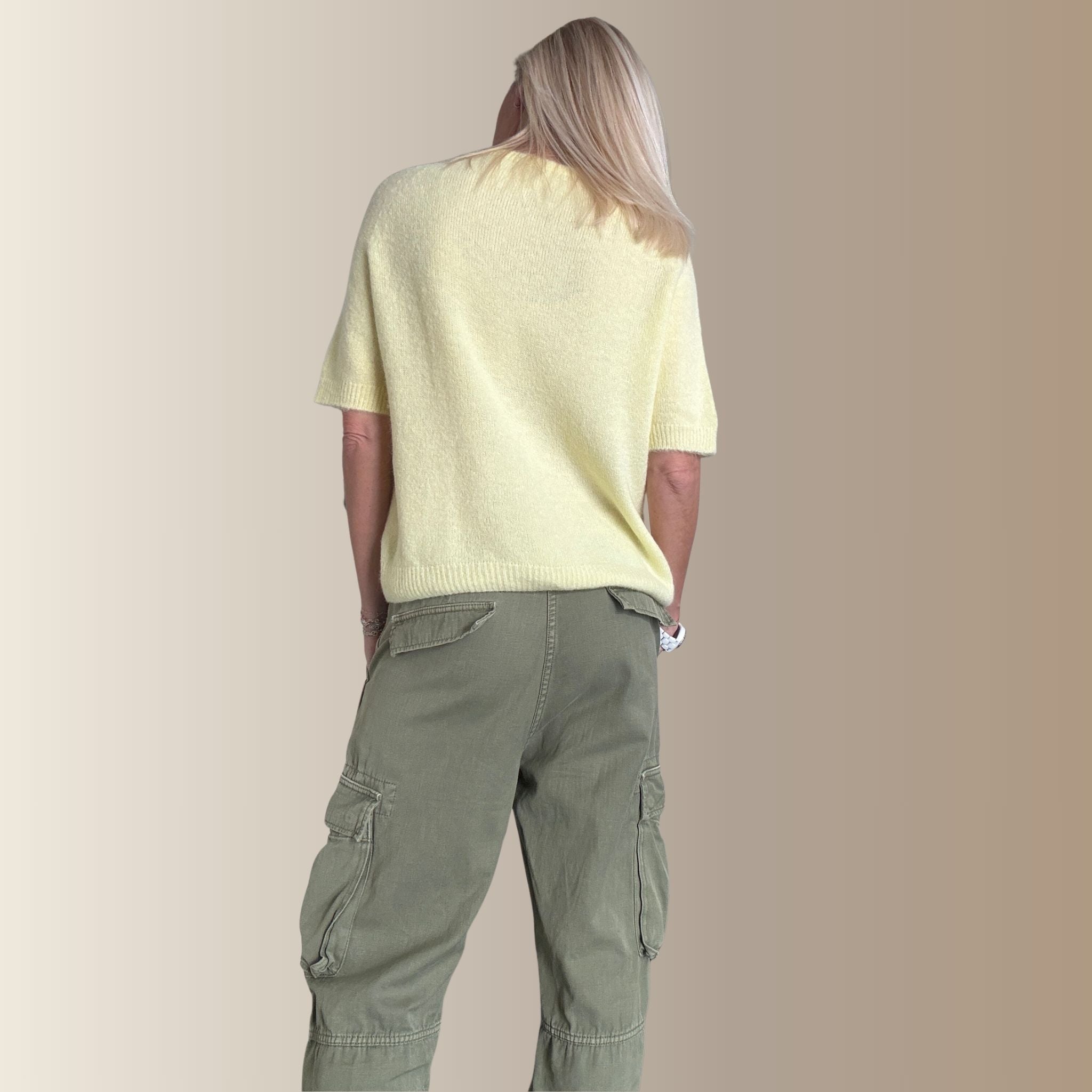 VALENTIN JAUNE – Pull manches courtes en baby alpaga