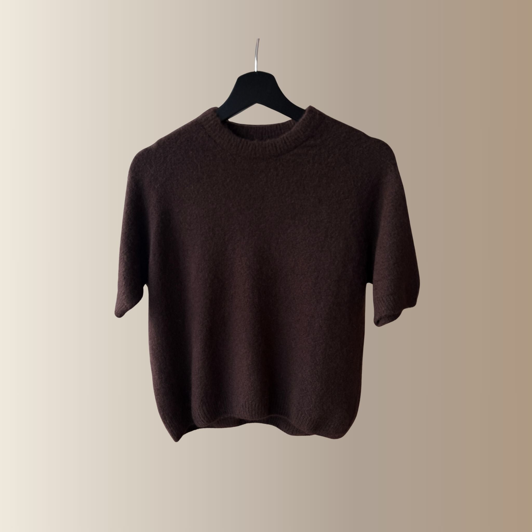 VALENTIN MARRON – Pull manches courtes en baby alpaga