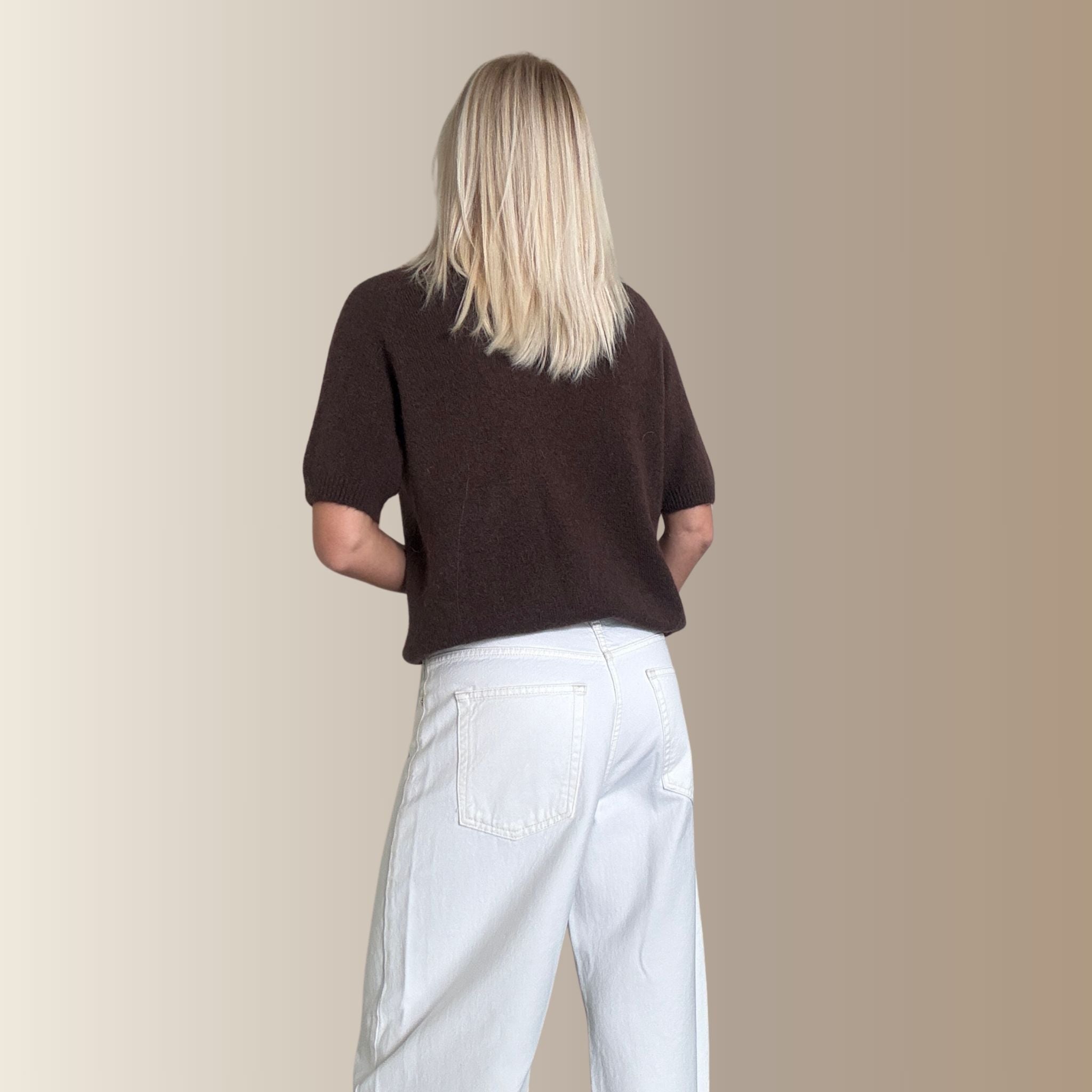 VALENTIN MARRON – Pull manches courtes en baby alpaga