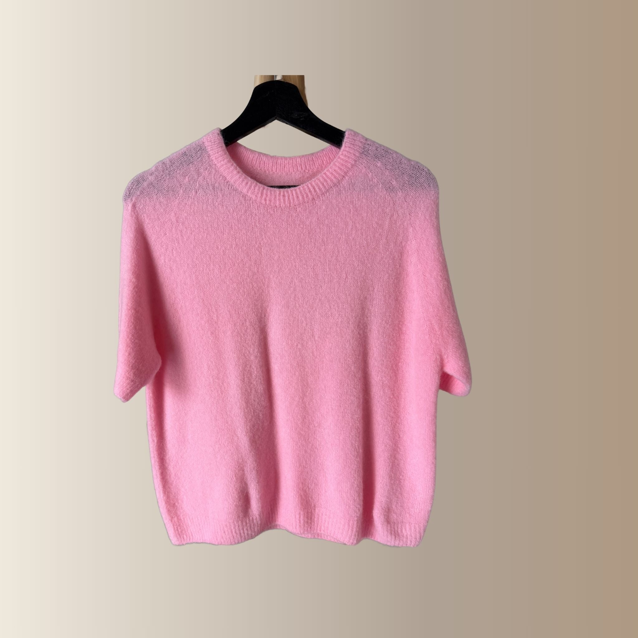 VALENTIN ROSE – Pull manches courtes en baby alpaga