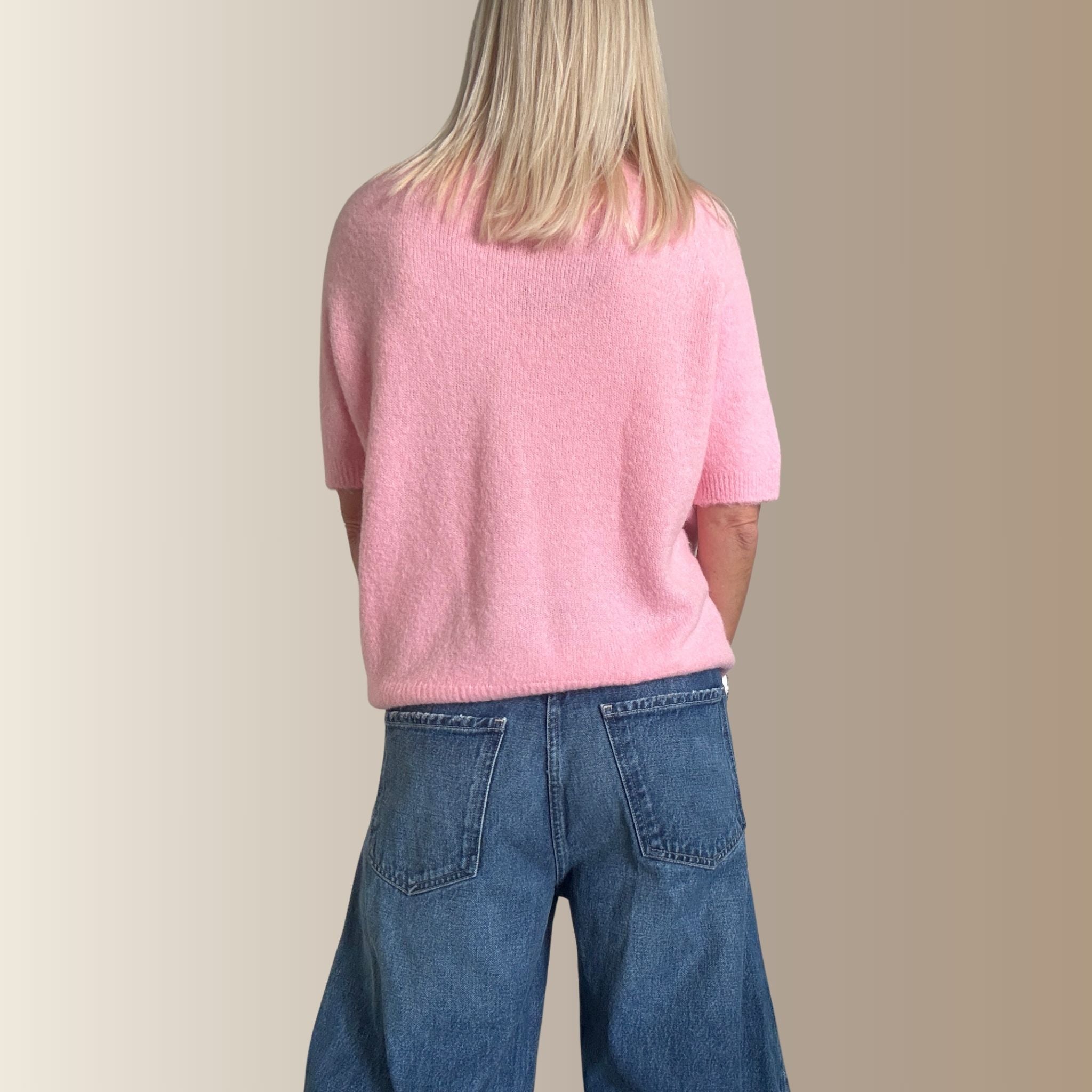 VALENTIN ROSE – Pull manches courtes en baby alpaga