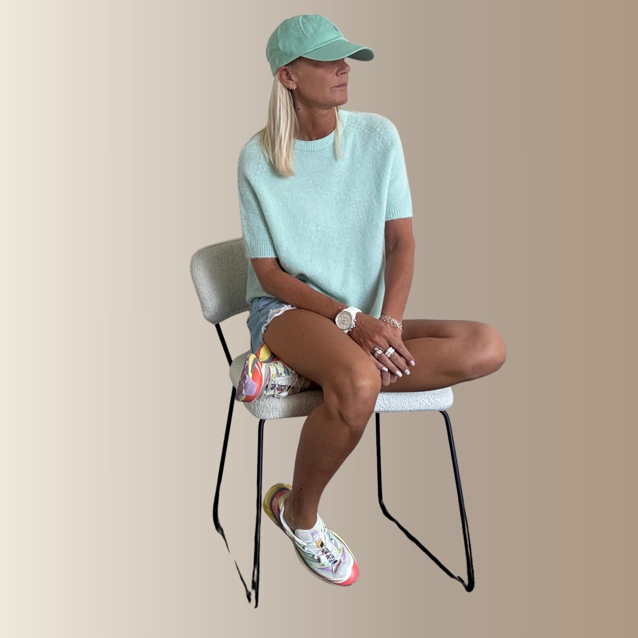 VALENTIN VERT D’EAU– Pull manches courtes en baby alpaga