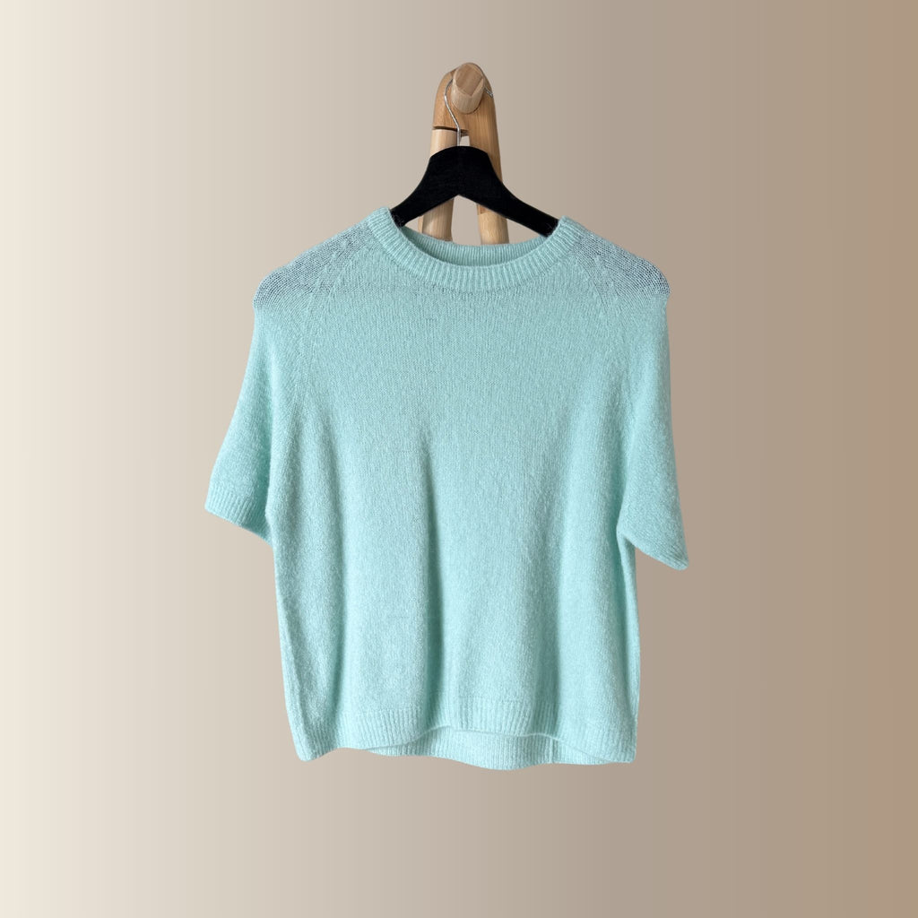 VALENTIN VERT D’EAU– Pull manches courtes en baby alpaga