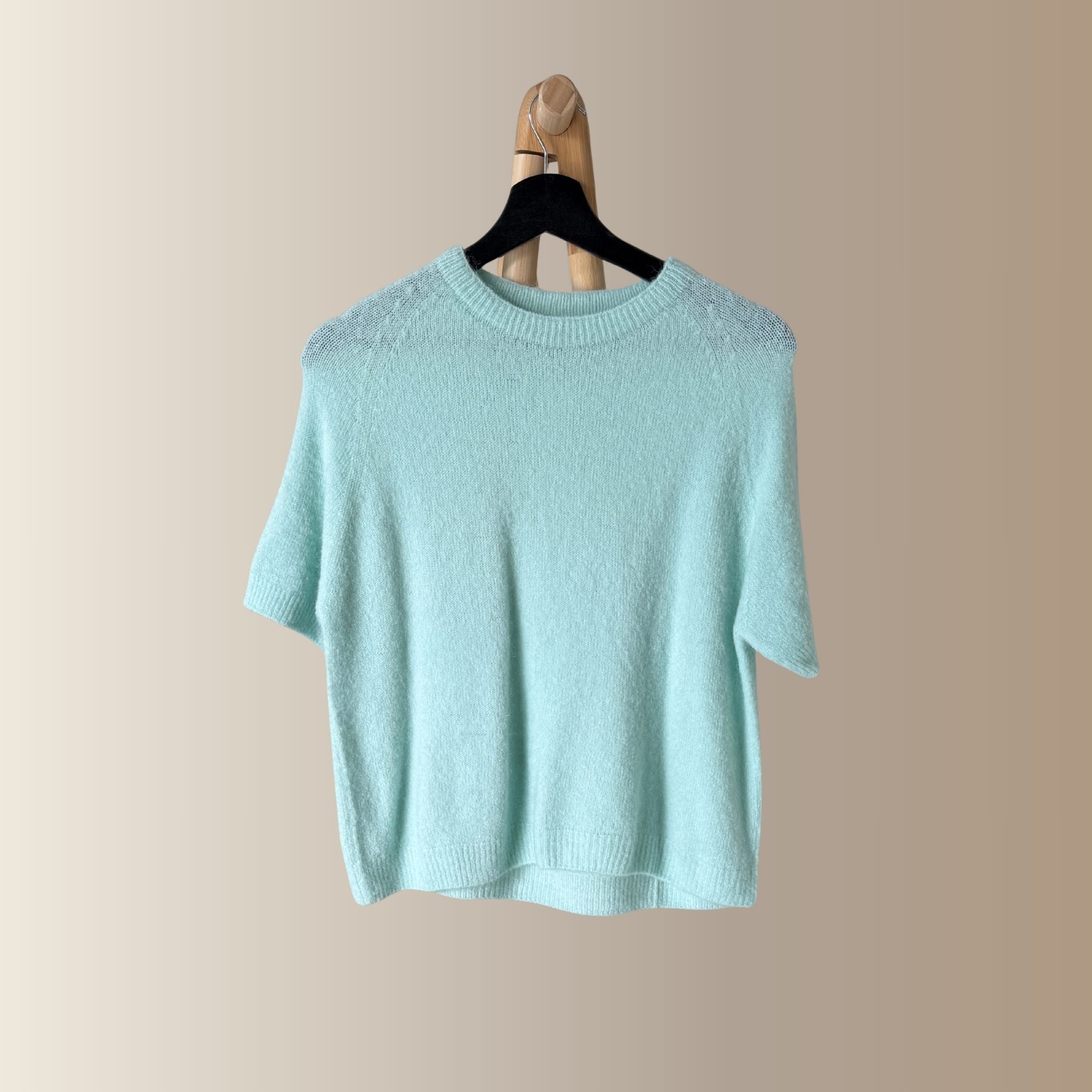 VALENTIN VERT D’EAU– Pull manches courtes en baby alpaga