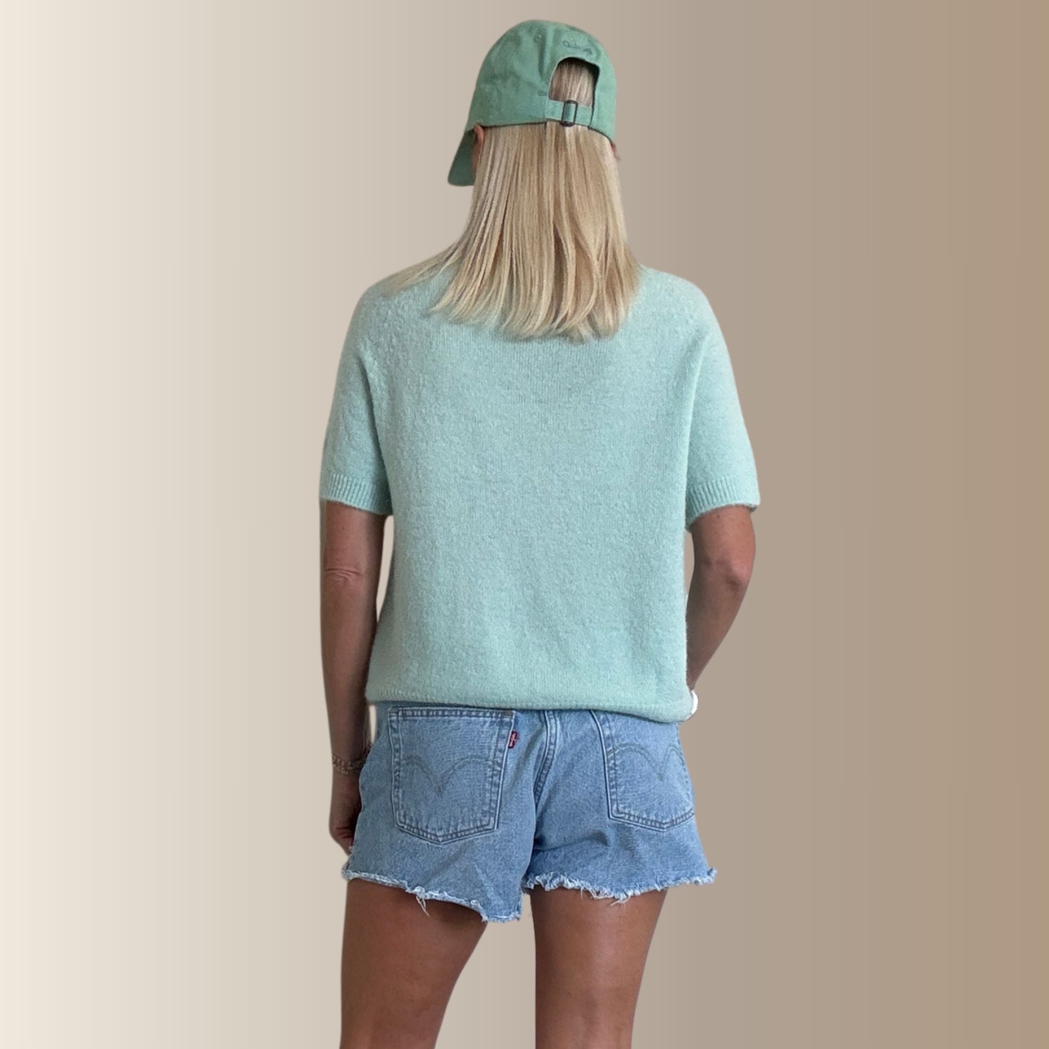 VALENTIN VERT D’EAU– Pull manches courtes en baby alpaga