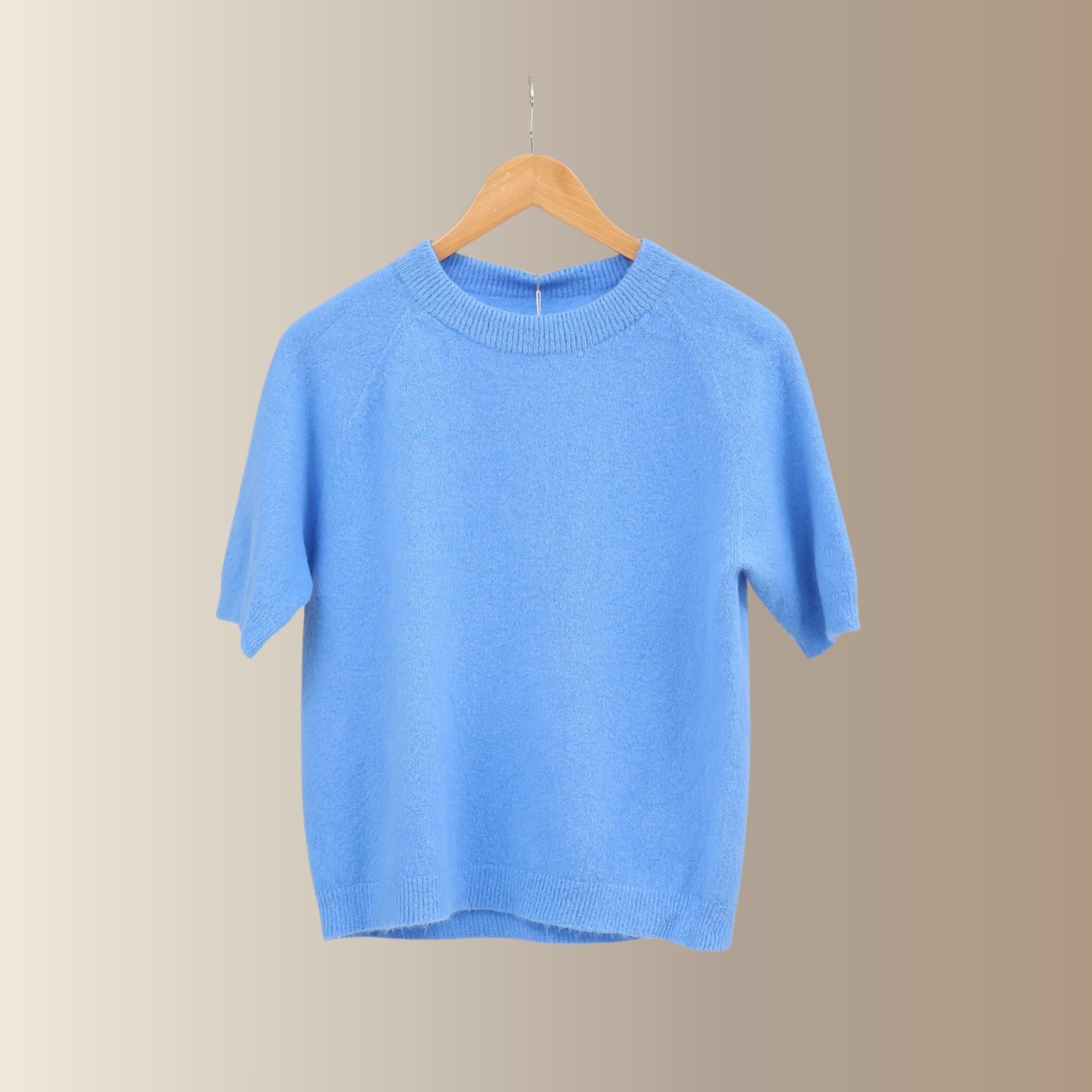 HECTOR BLEU LAVANDE– Pull manches courtes en baby alpaga