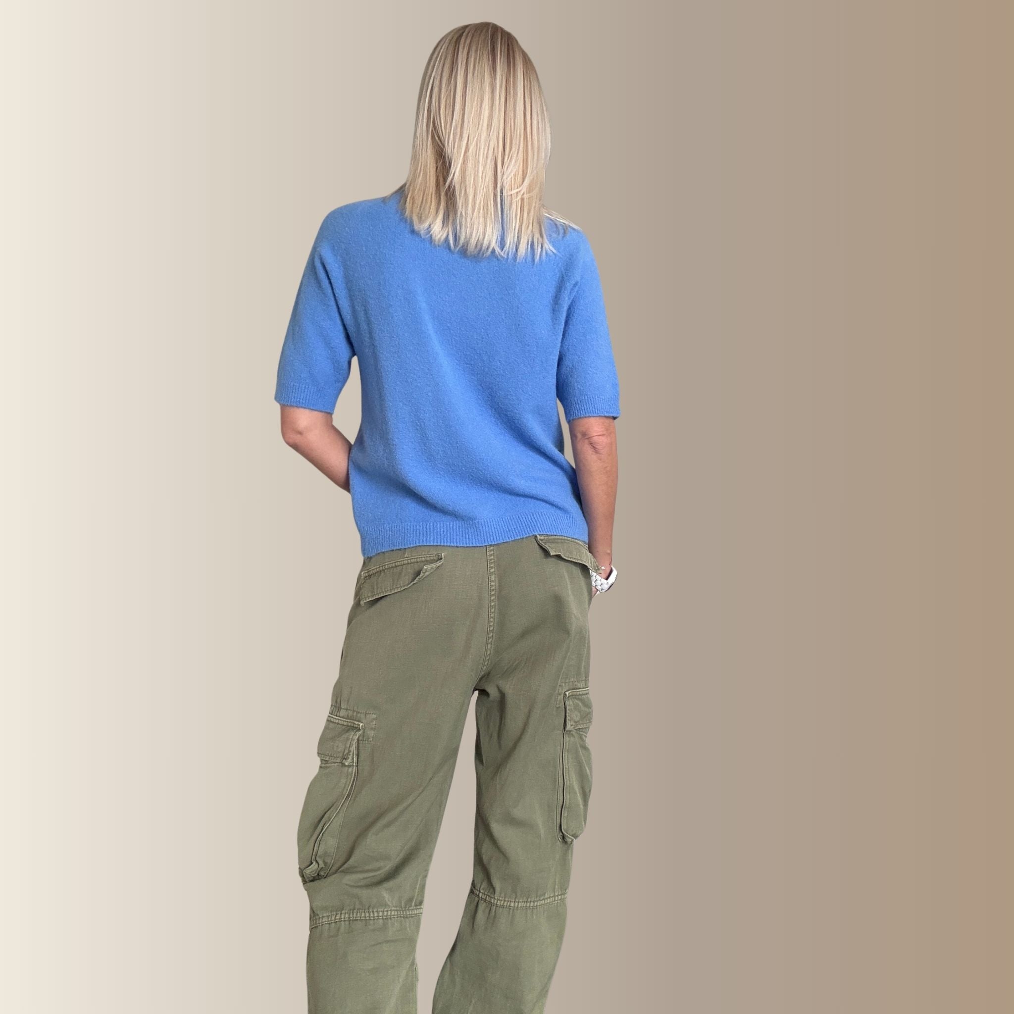 HECTOR BLEU LAVANDE– Pull manches courtes en baby alpaga