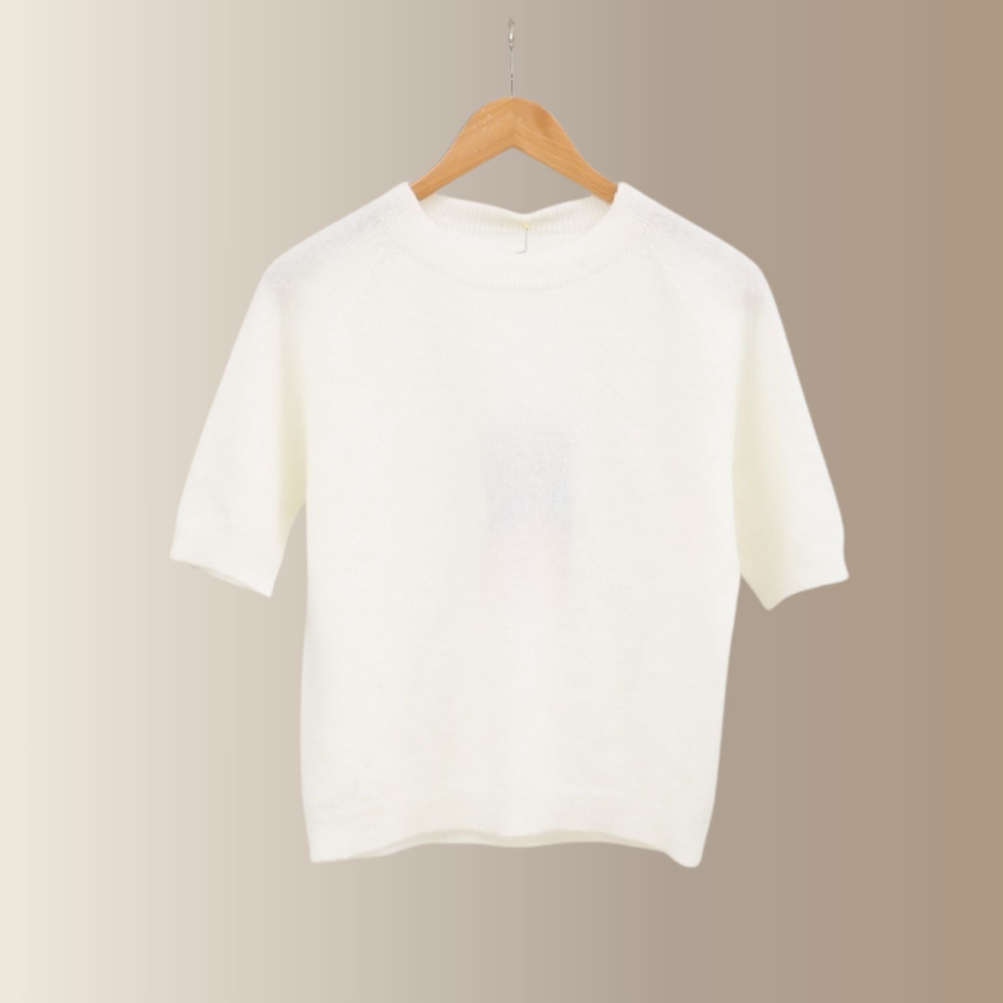 HECTOR ÉCRU – Pull manches courtes en baby alpaga